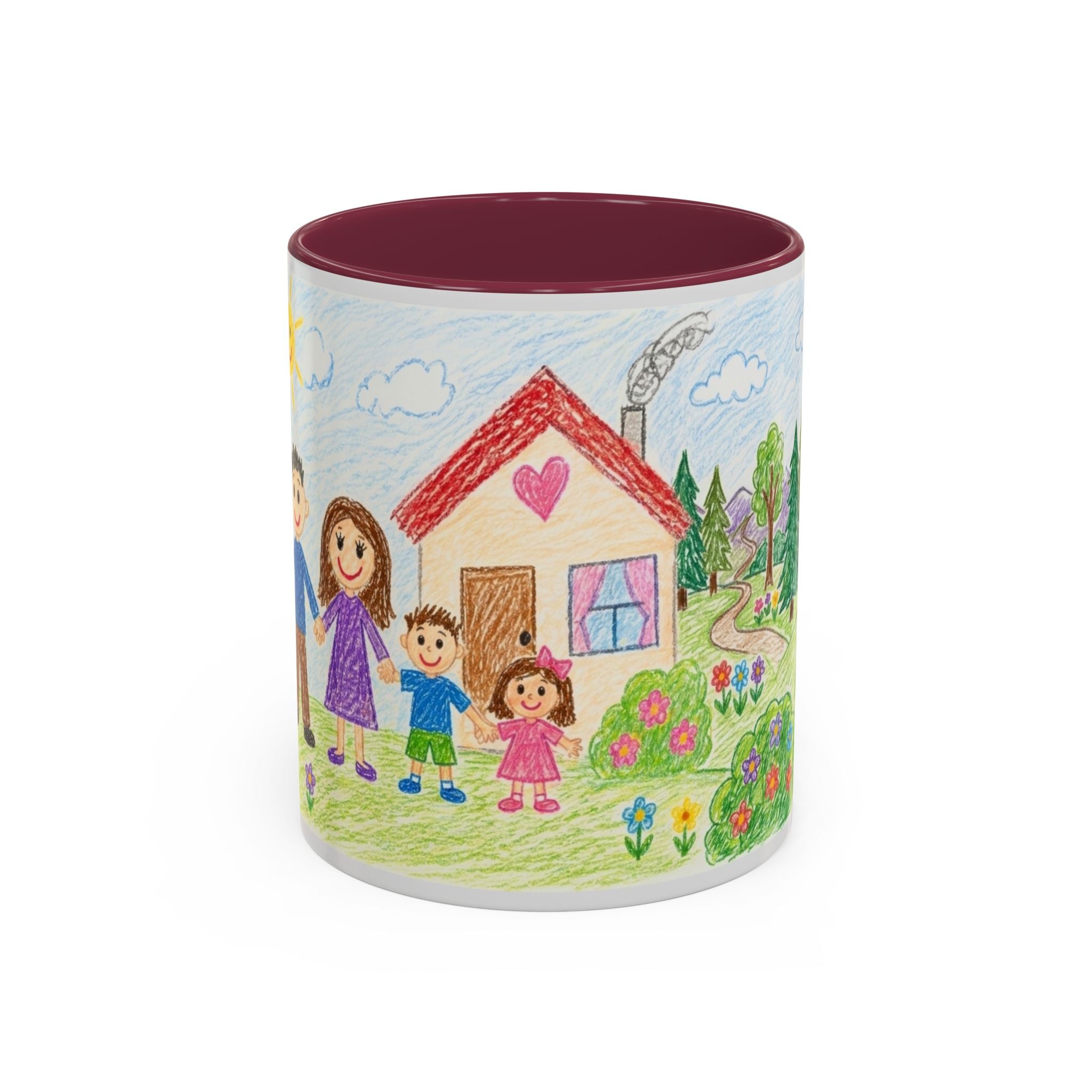 Crayon Family Home Drawing Mug | Colorful Ceramic Coffee Cup