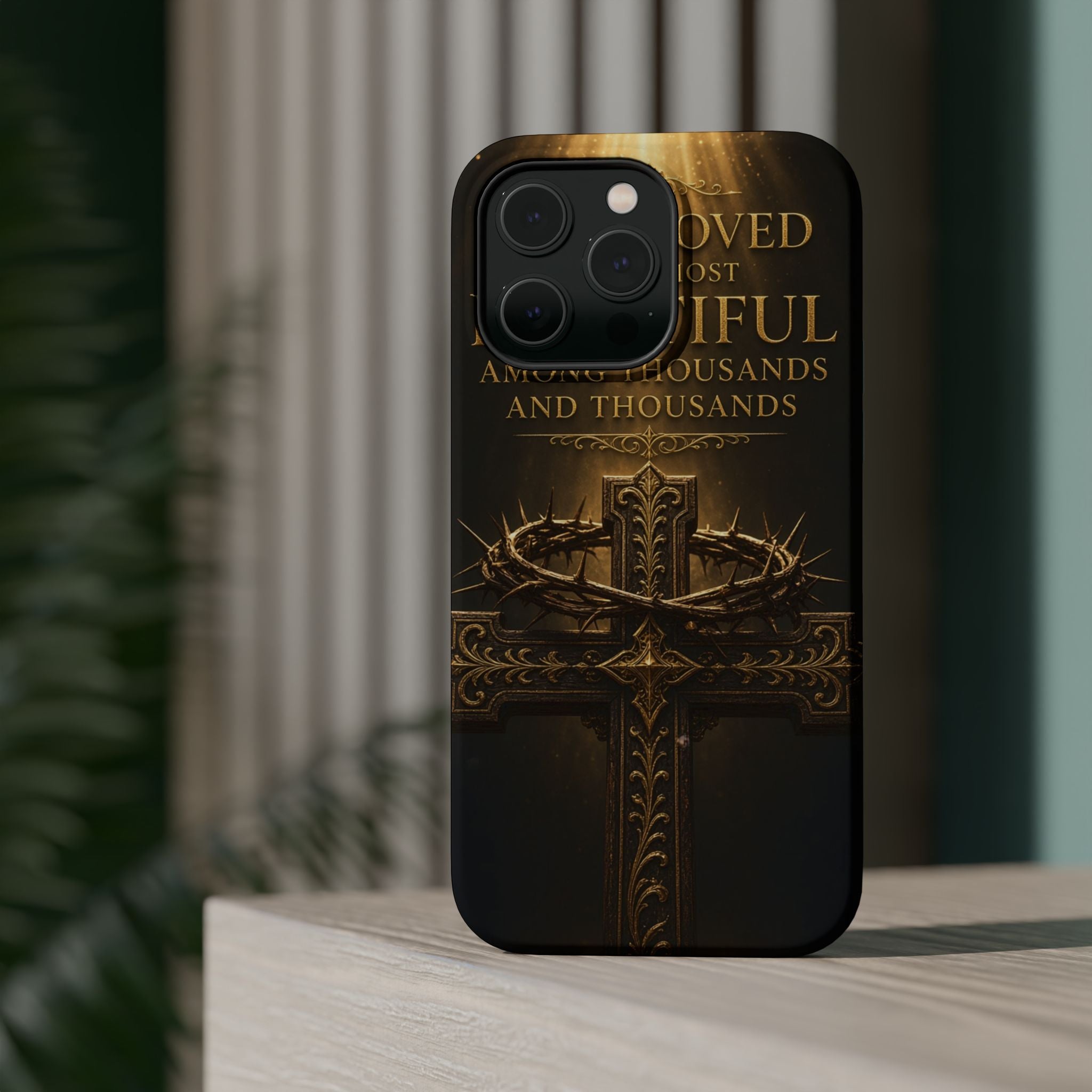 Magnetic Impact-Resistant Phone Case — "Most Beautiful" Cross with Crown of Thorns
