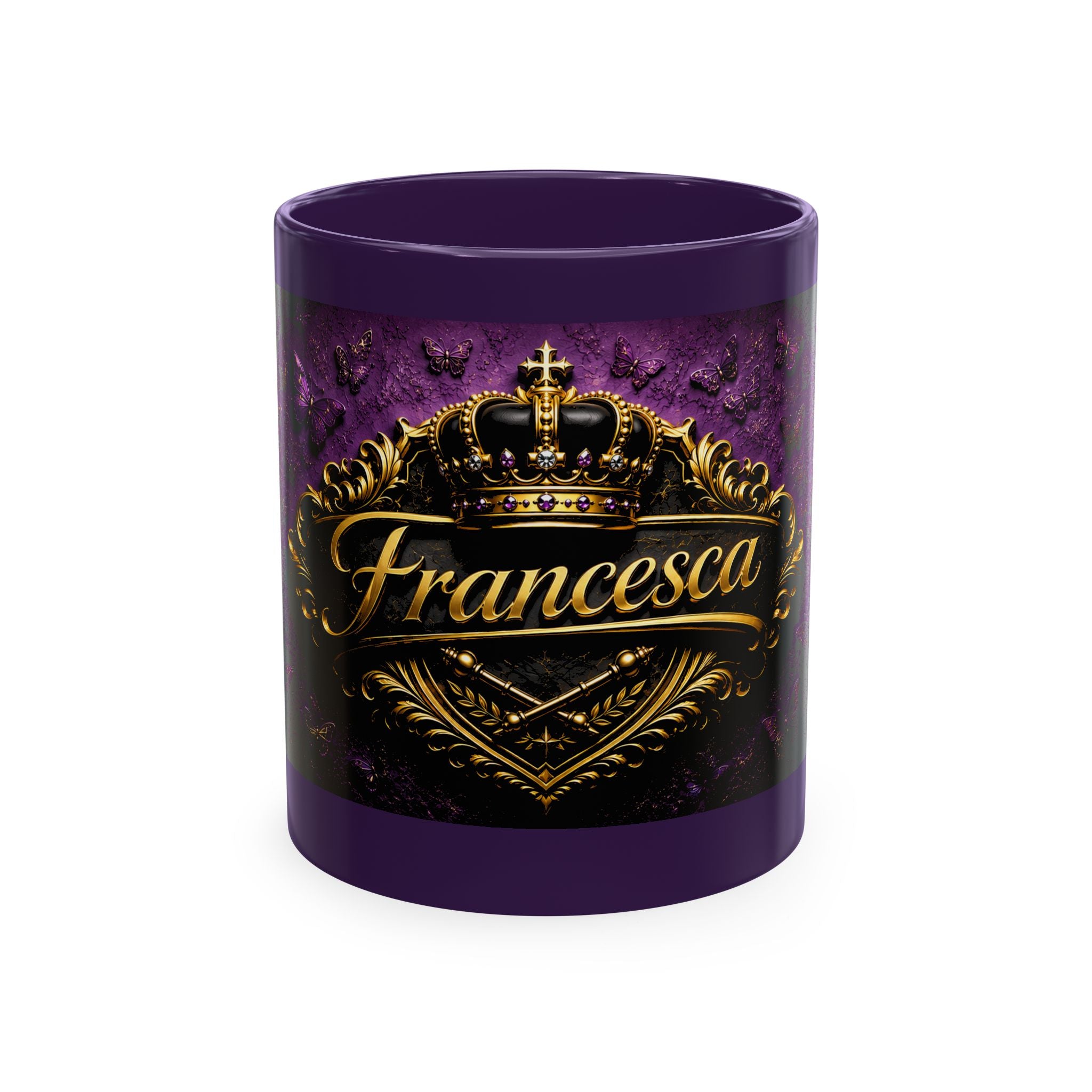 Personalized  Ceramic Mug — Royal Gold Crown Design