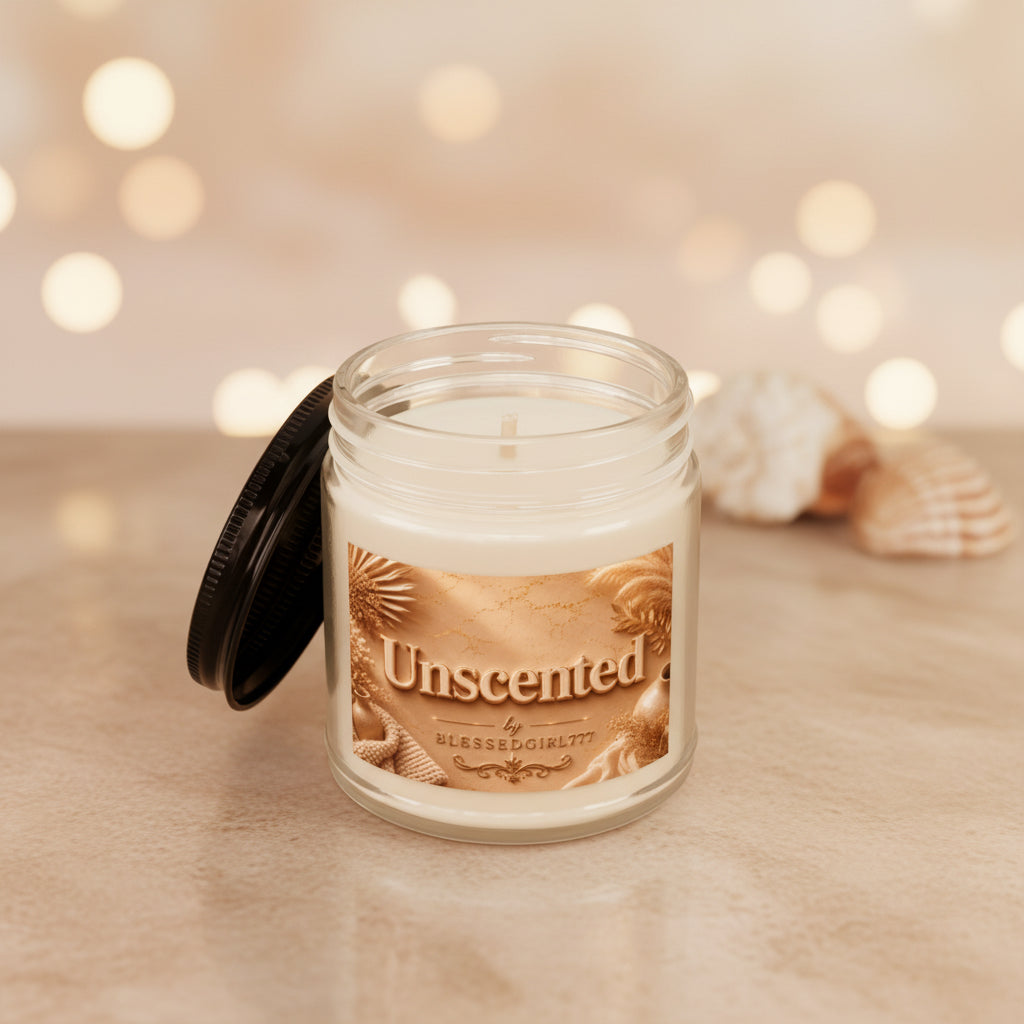 Unscented Soy Candle Jar — 4oz & 9oz Amber Glass with Black Lid