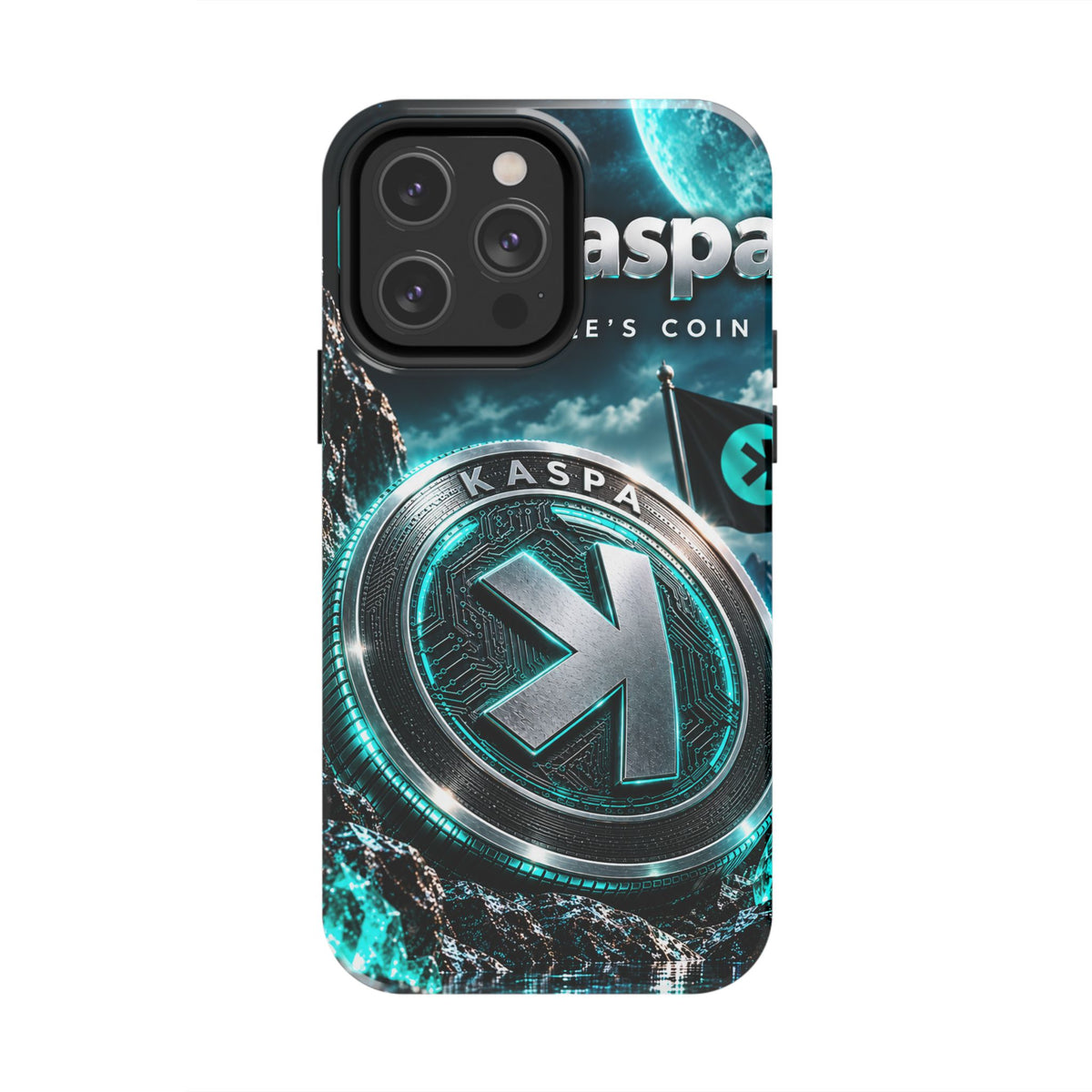 Kaspa Coin Tough Phone Case – Teal Crypto Logo Protective Cover