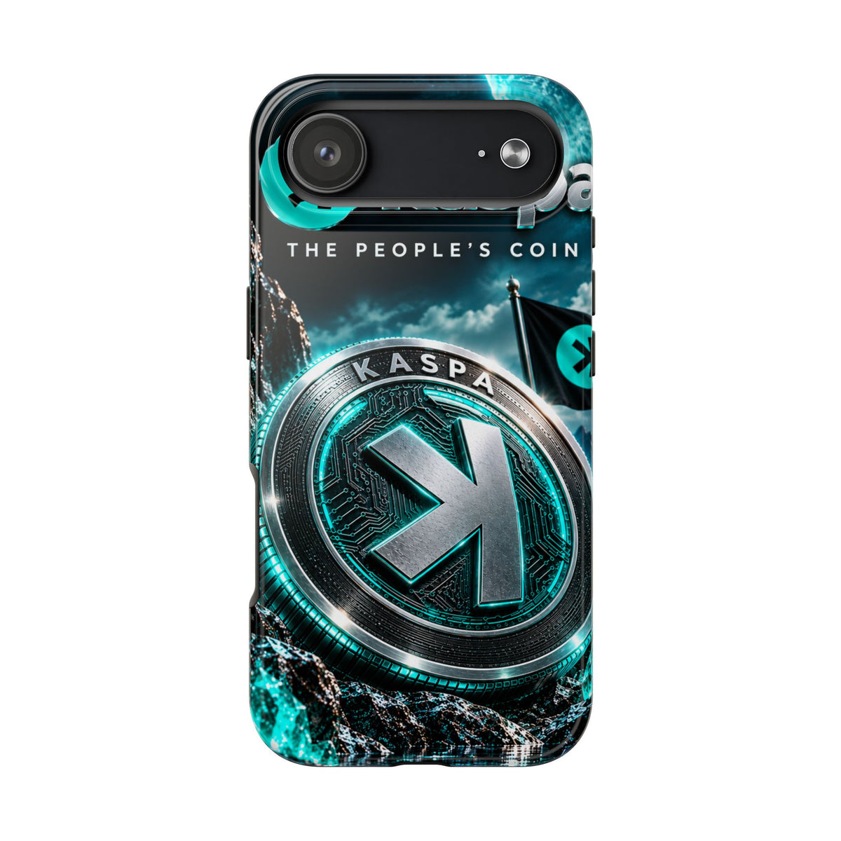 Kaspa Coin Tough Phone Case – Teal Crypto Logo Protective Cover