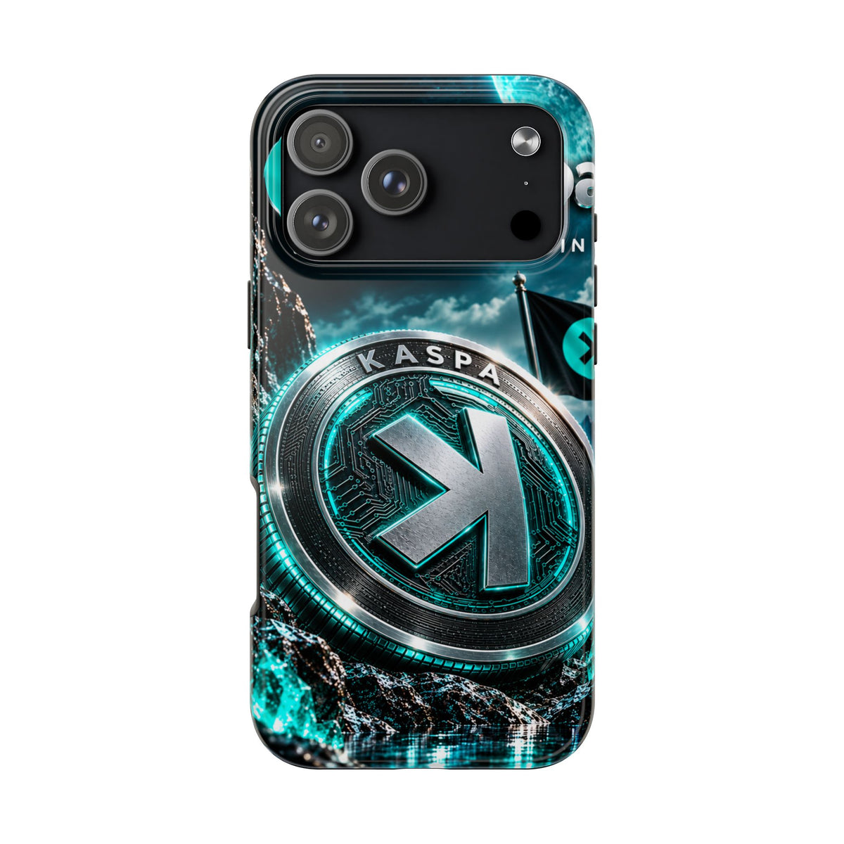 Kaspa Coin Tough Phone Case – Teal Crypto Logo Protective Cover