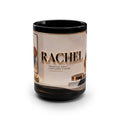Personalized Black 15oz Mug — 'Rachel' Gold Monogram, Elegant Office Gift