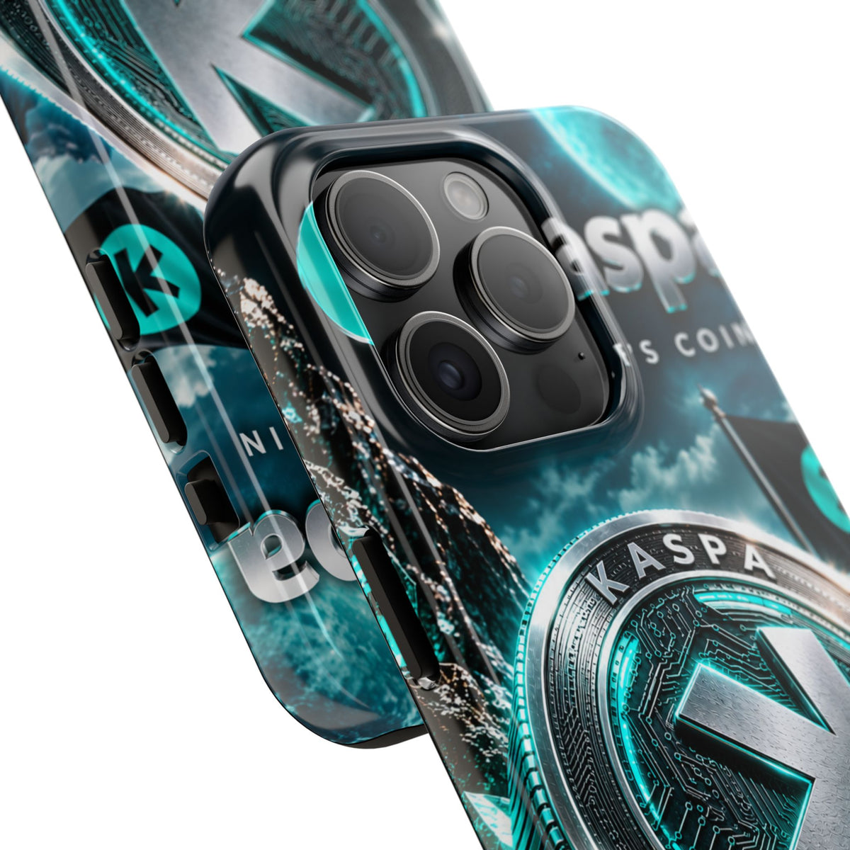 Kaspa Coin Tough Phone Case – Teal Crypto Logo Protective Cover