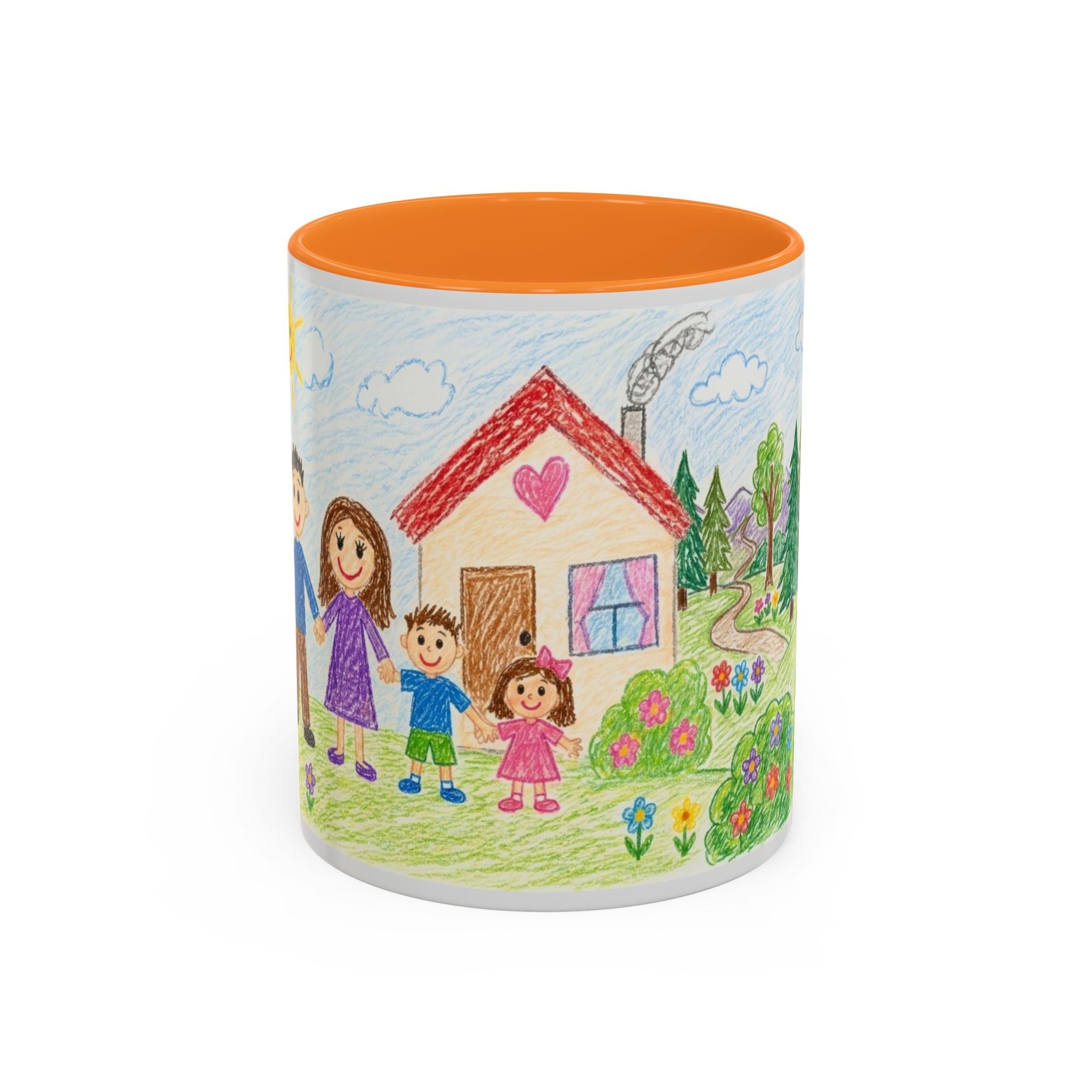 Crayon Family Home Drawing Mug | Colorful Ceramic Coffee Cup