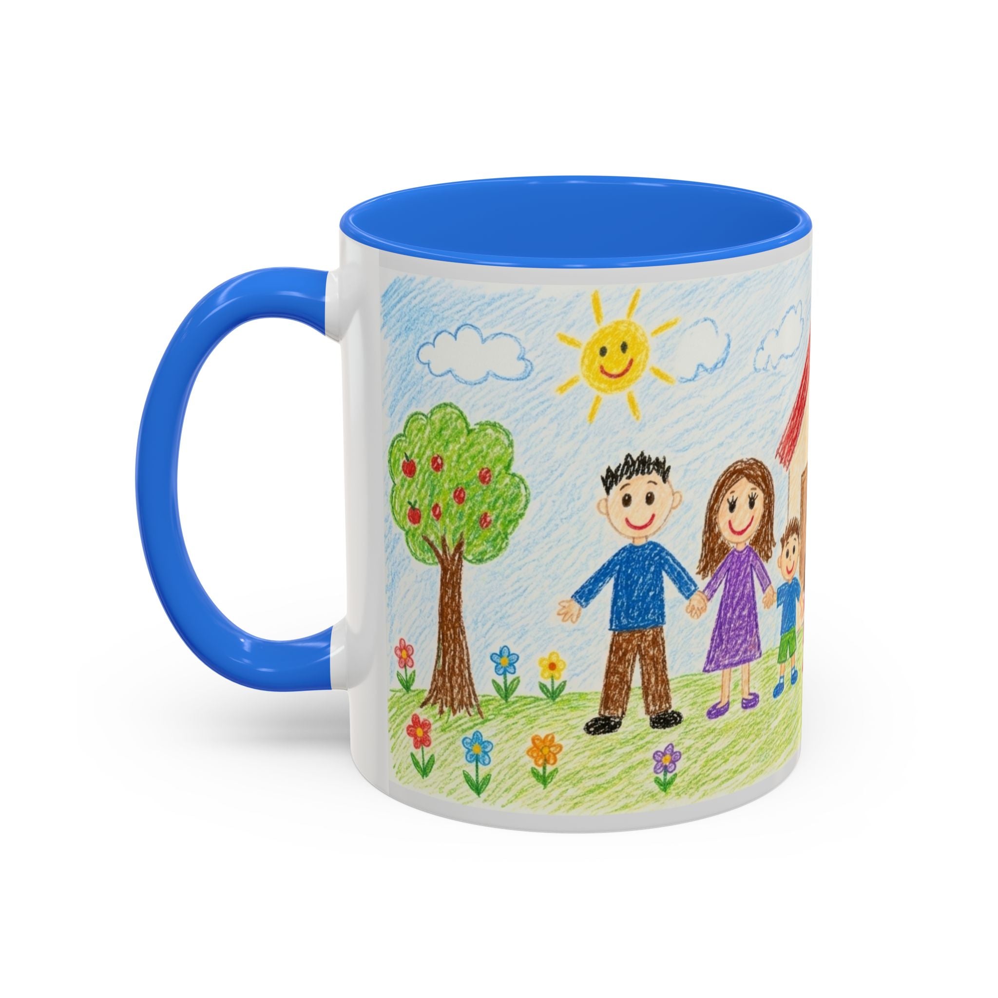 Crayon Family Home Drawing Mug | Colorful Ceramic Coffee Cup