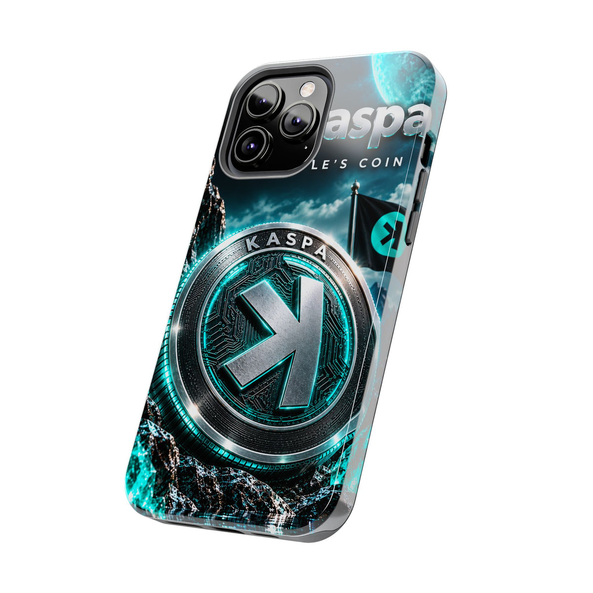 Kaspa Coin Tough Phone Case – Teal Crypto Logo Protective Cover