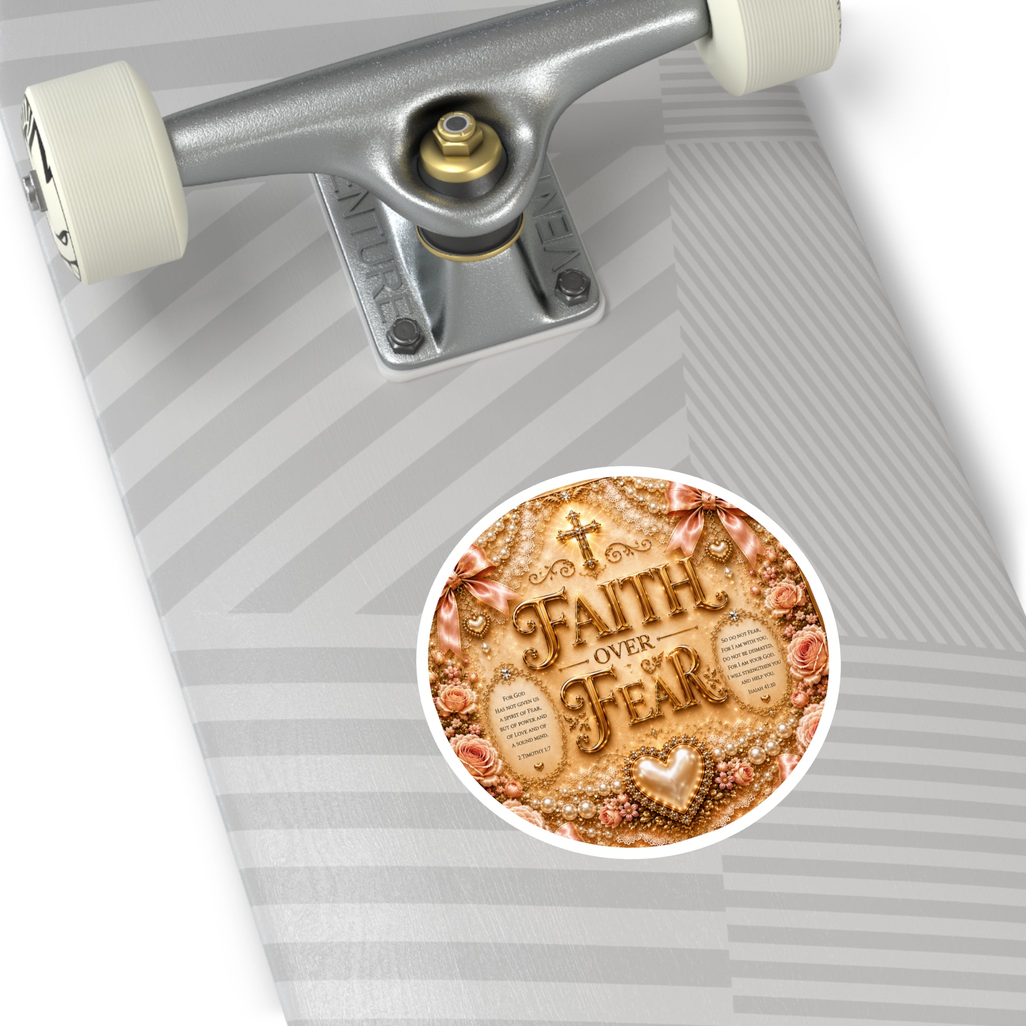 Faith Over Fear Round Sticker — Inspirational Christian Decorative Vinyl