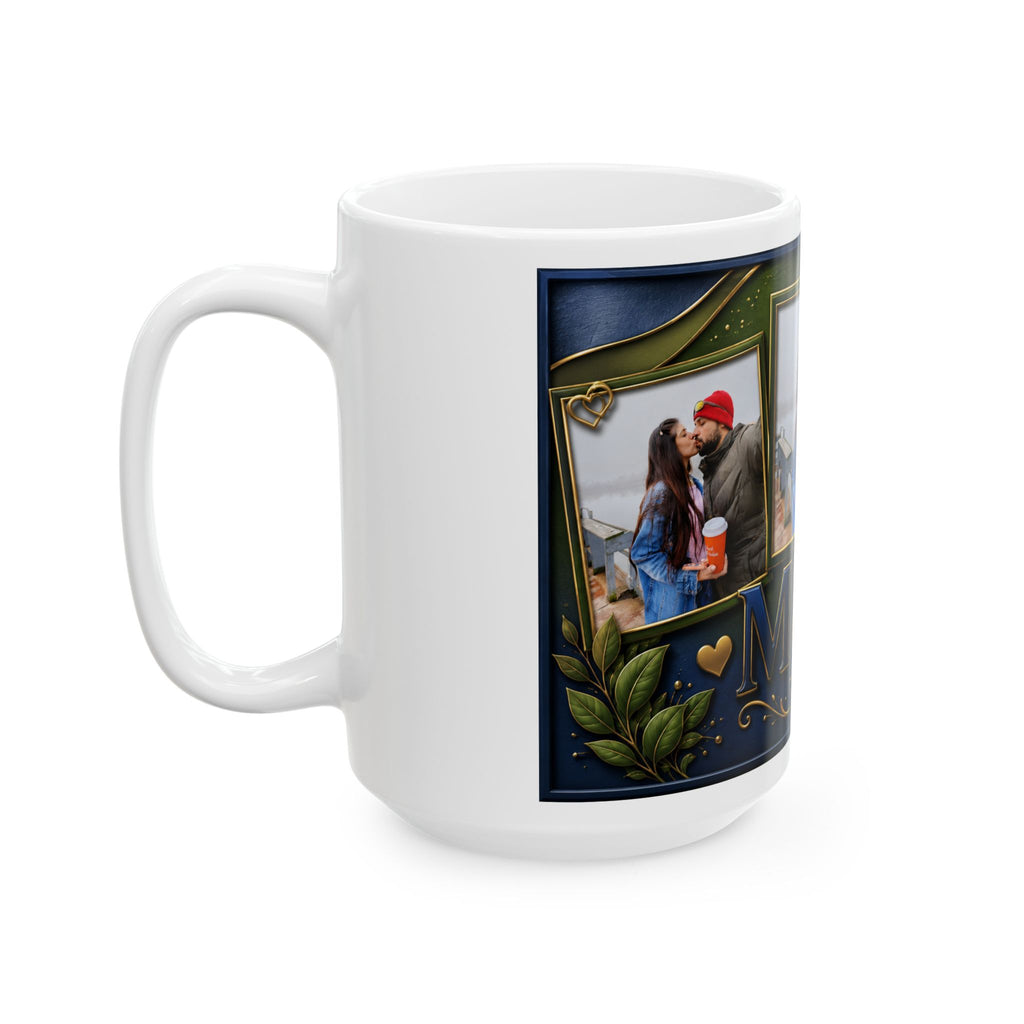 Photo Collage Initials M&M Mug | Personalized Ceramic Photo Mug (11oz, 15oz)