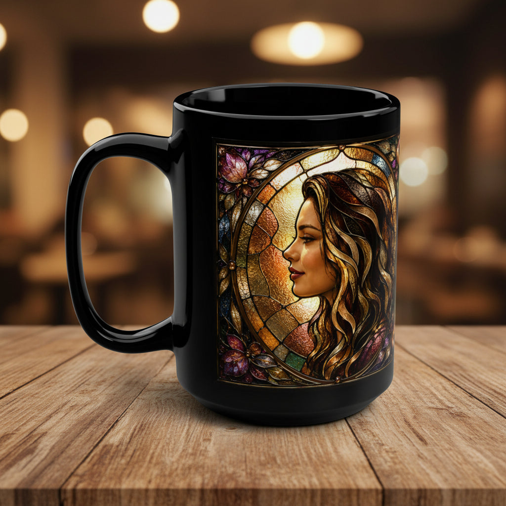 Inspirational Prayer Poem Mug 15oz | Black Stained Glass Faith & Hope Gift