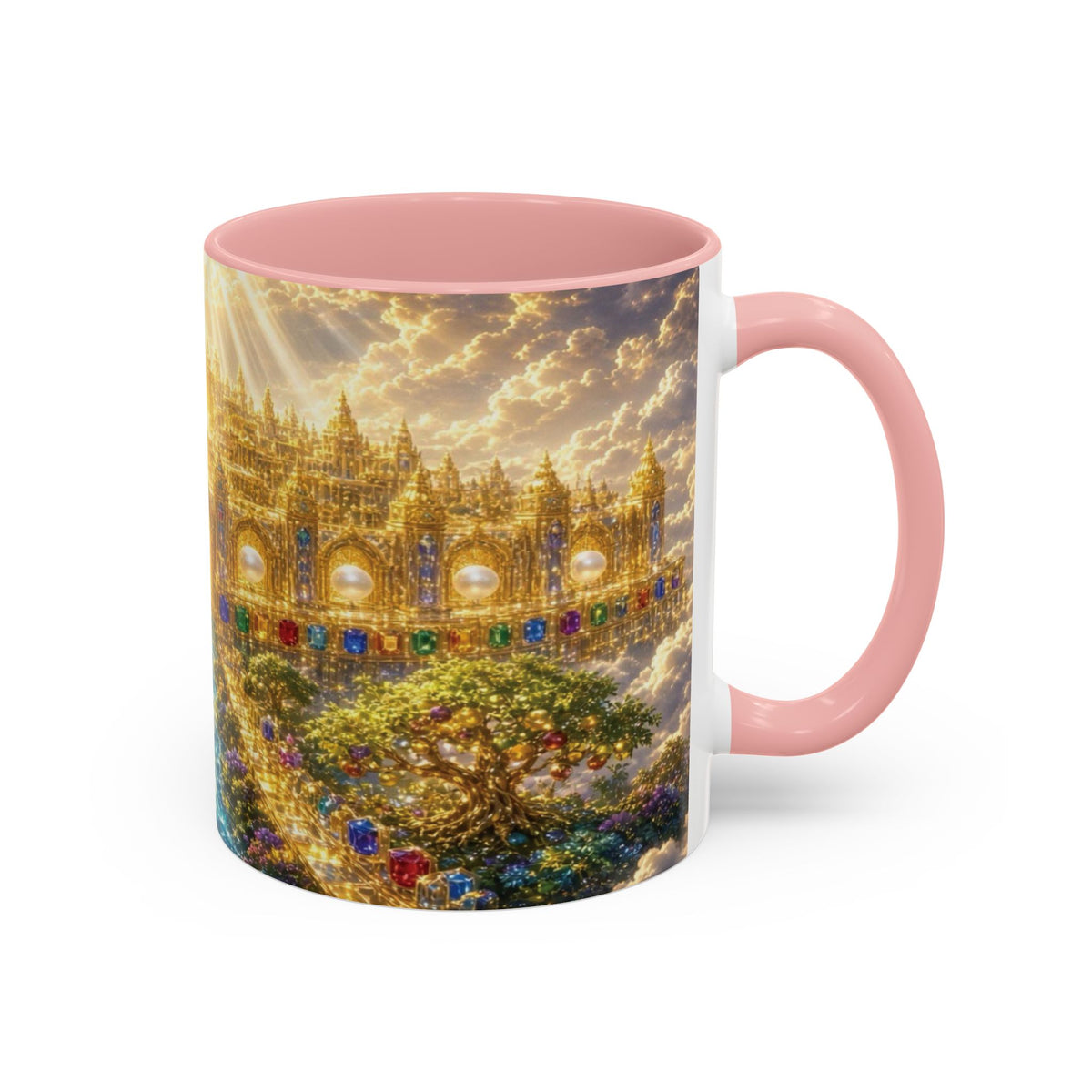 Heavenly City Christian Coffee Mug — Golden Celestial Paradise Design (11/15oz)