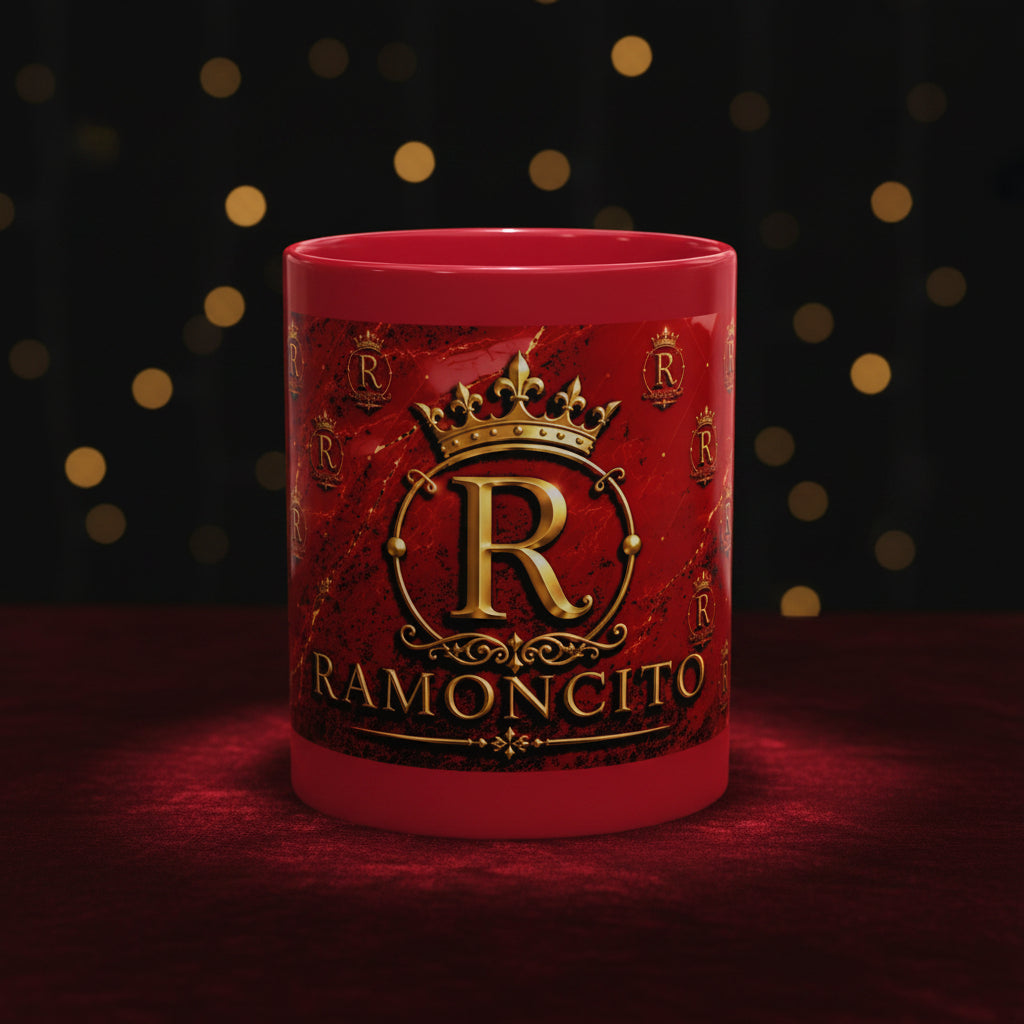 Ramonclito Royal Crest Mug — Personalized Red Ceramic Coffee Cup