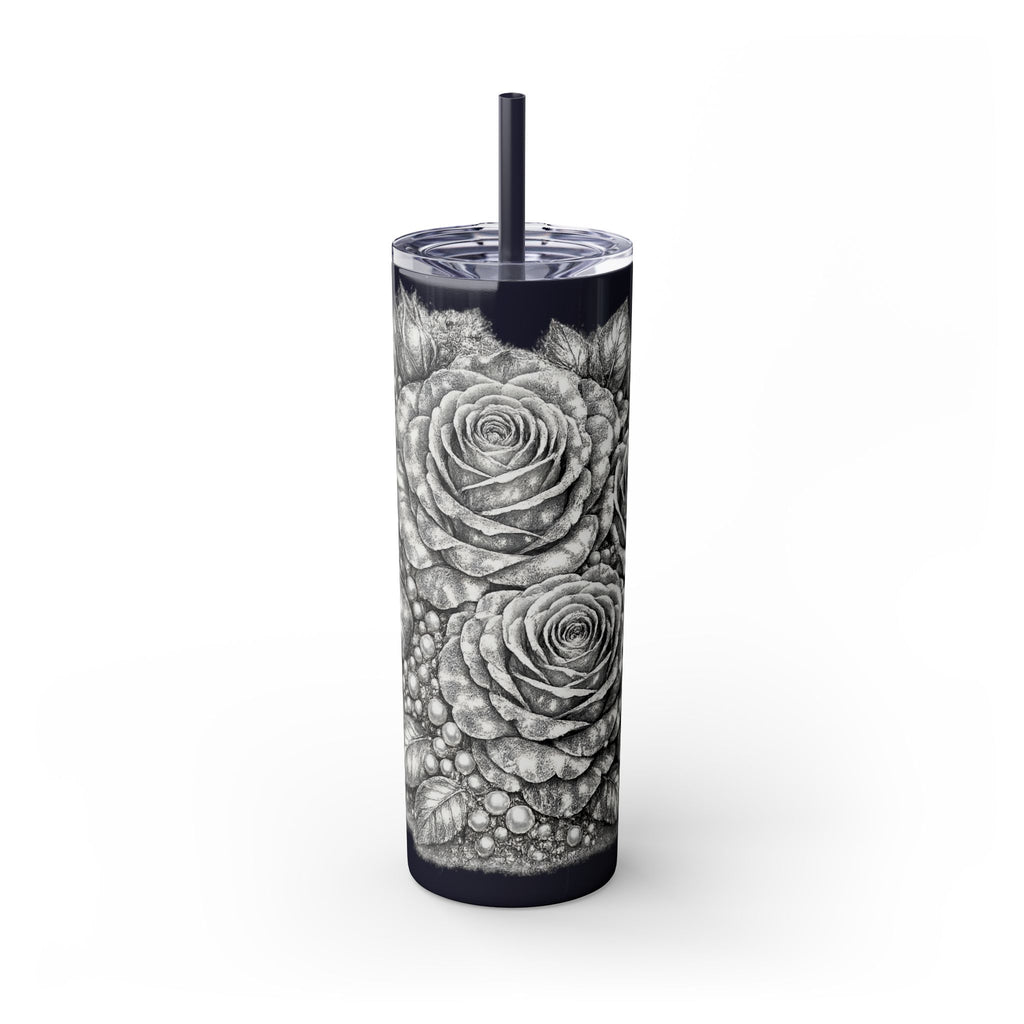 Skinny Tumbler — Monochrome Rose Garden 20oz Straw Tumbler
