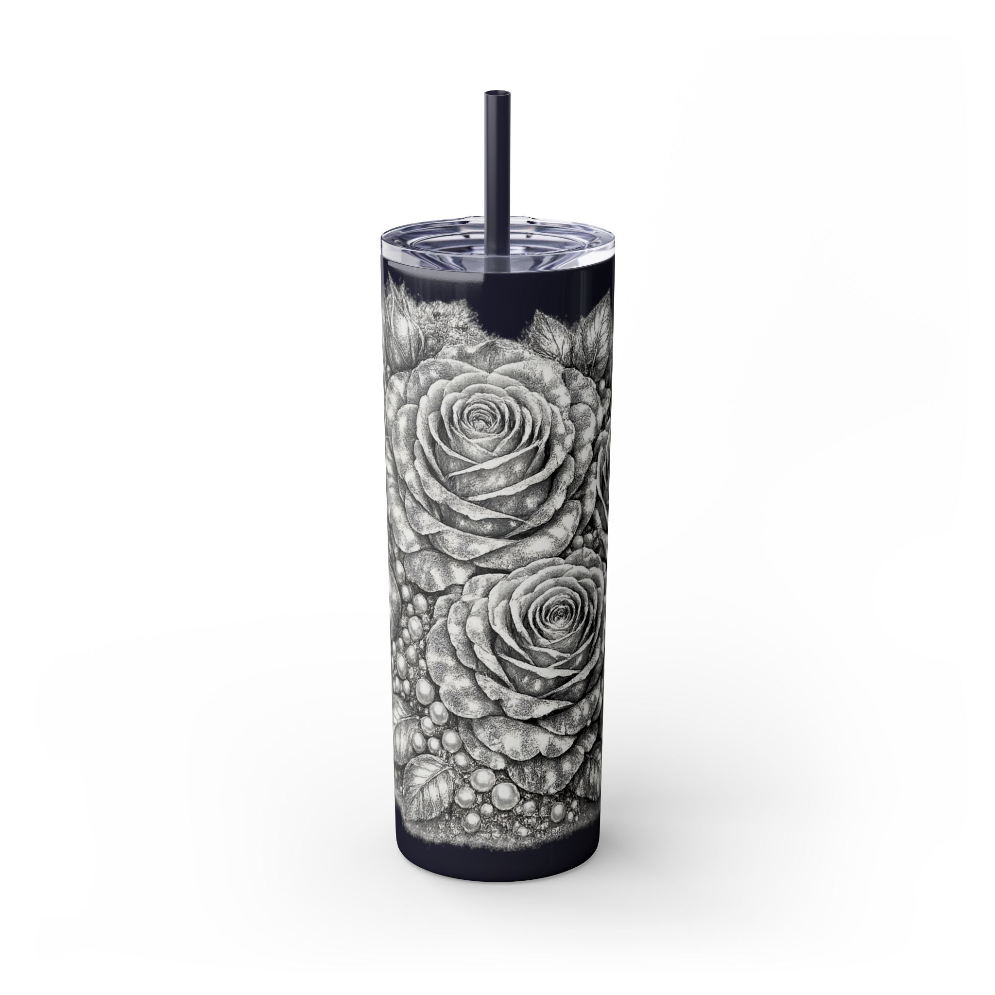 Skinny Tumbler — Monochrome Rose Garden 20oz Straw Tumbler