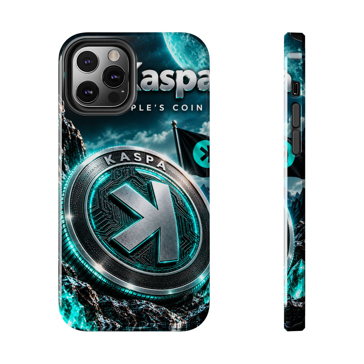 Kaspa Coin Tough Phone Case – Teal Crypto Logo Protective Cover