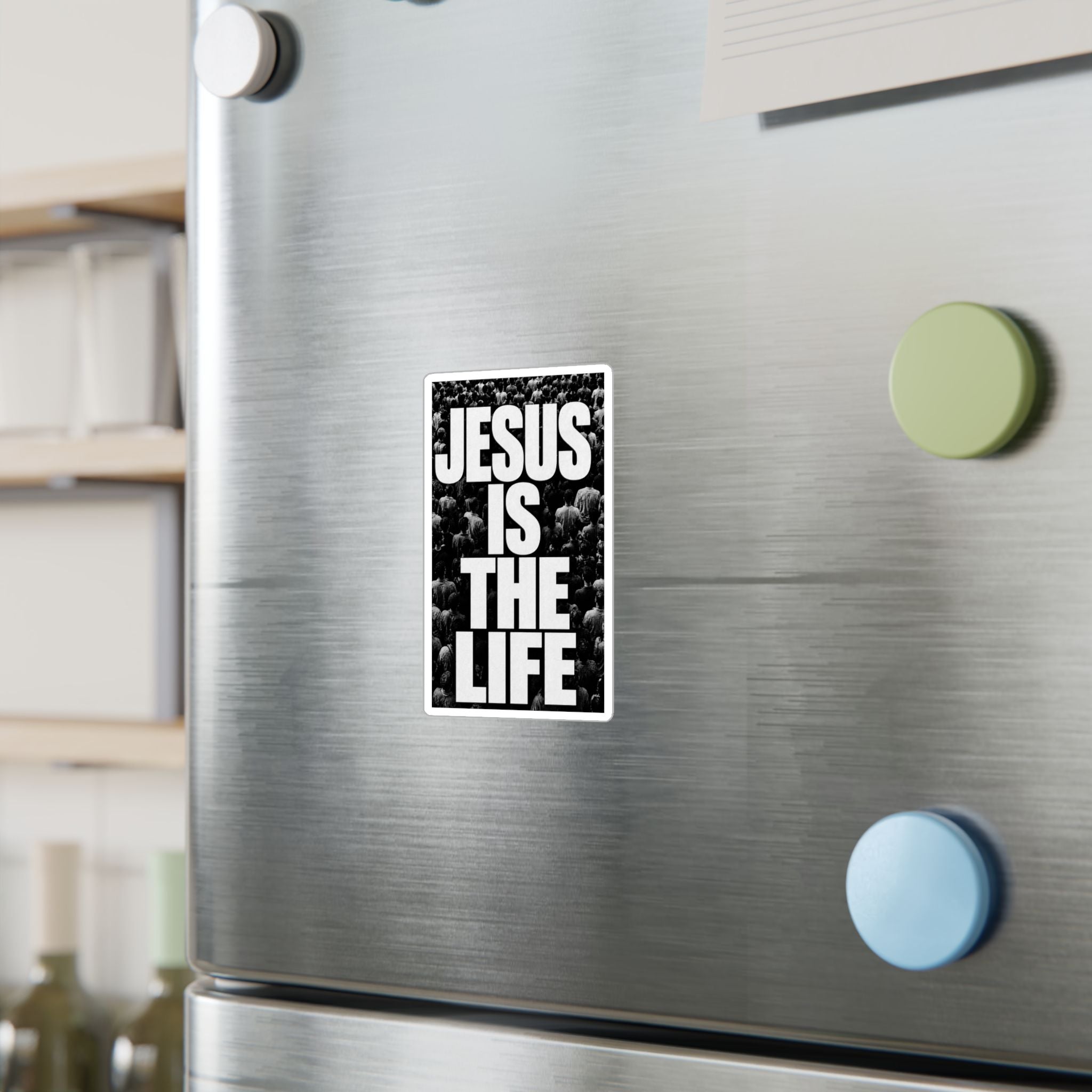 Jesus Is the Life Vinyl Sticker — Black & White Faith Decal (Kiss-Cut)