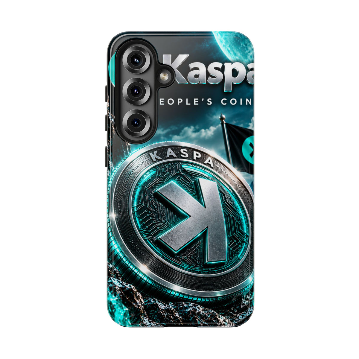 Kaspa Coin Tough Phone Case – Teal Crypto Logo Protective Cover