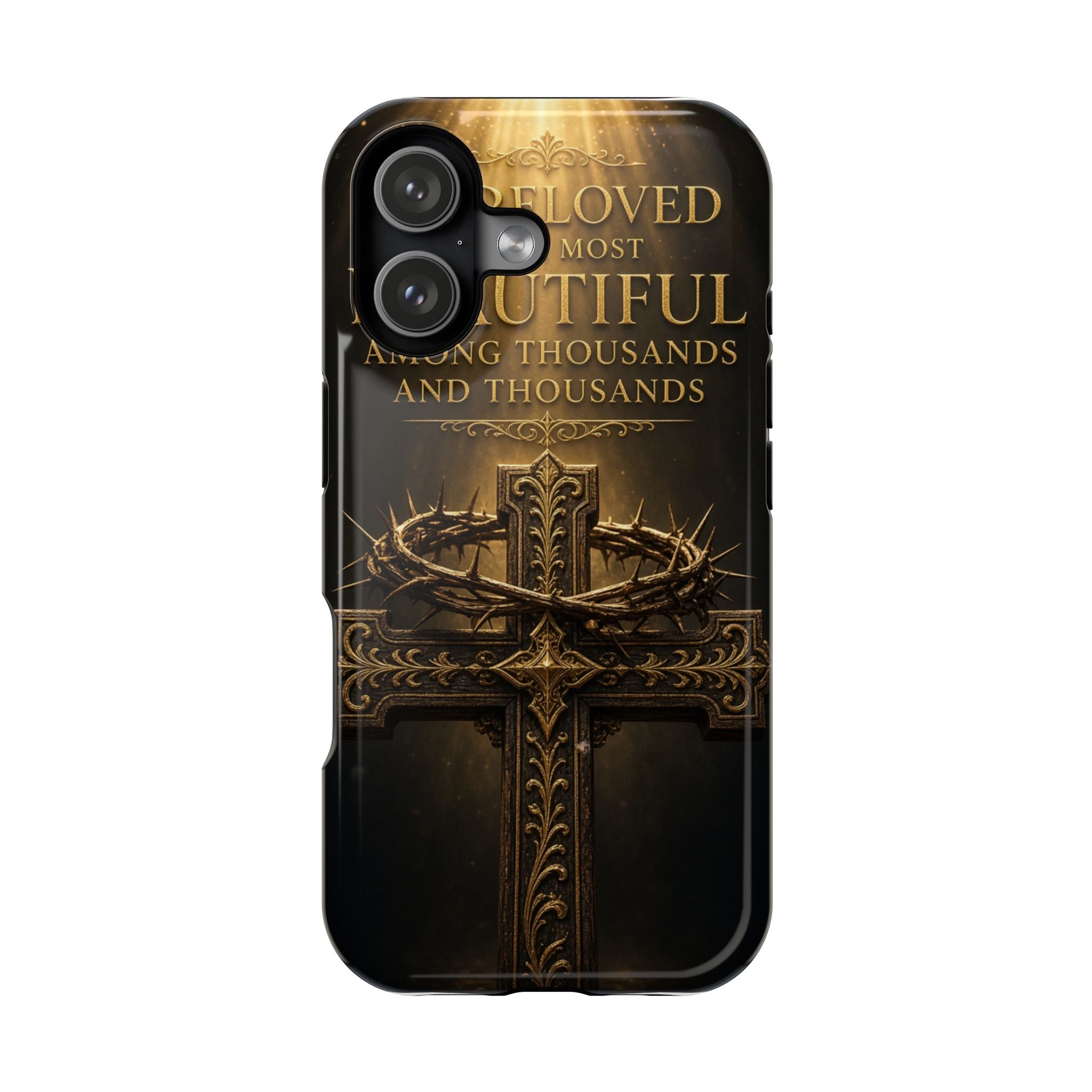 Magnetic Impact-Resistant Phone Case — "Most Beautiful" Cross with Crown of Thorns
