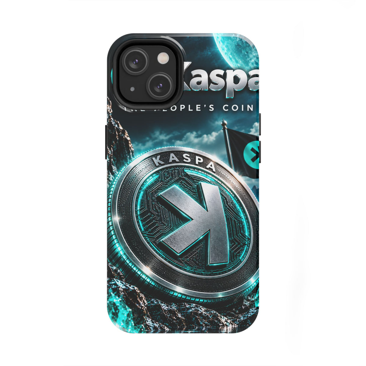 Kaspa Coin Tough Phone Case – Teal Crypto Logo Protective Cover