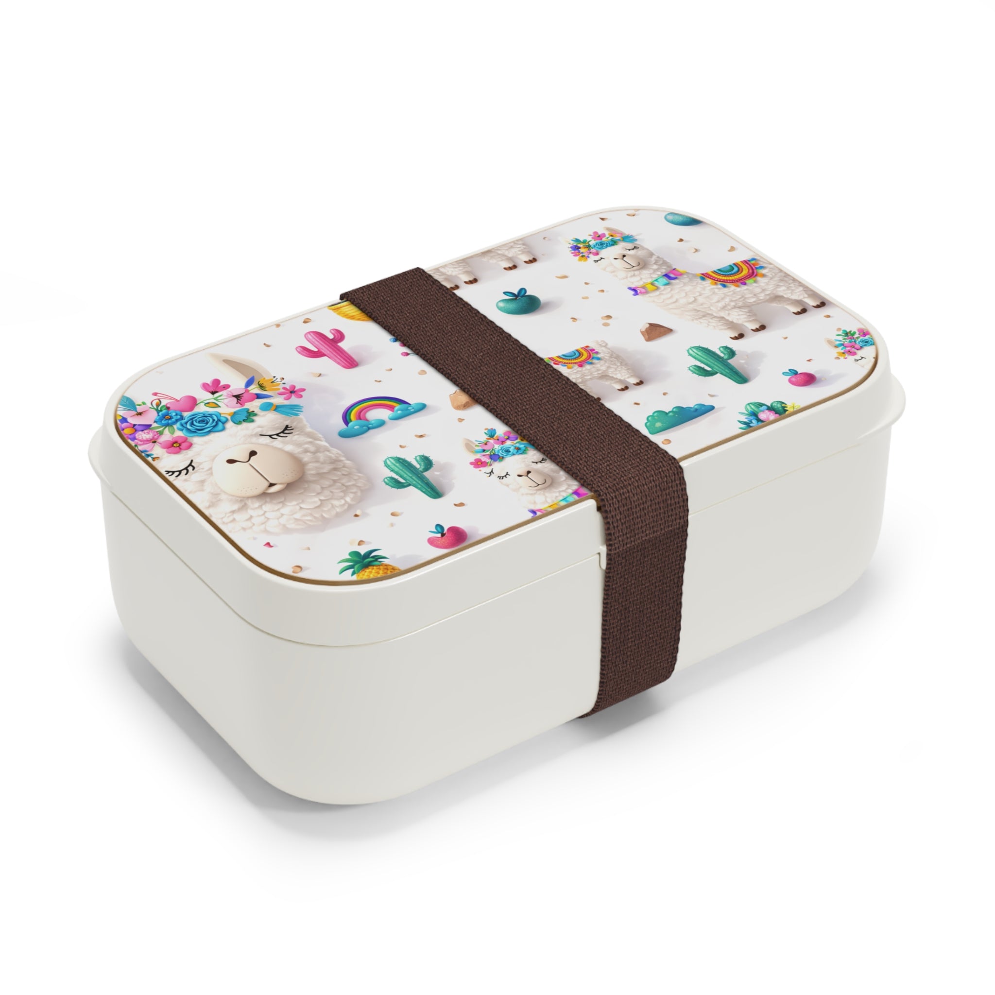 Cute Llama Bento Lunch Box — Floral Rainbow Alpaca Kids’ Lunchbox