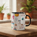 Cute Llama Pattern Accent Coffee Mug (11/15oz) – Colorful Fiesta Alpaca Design