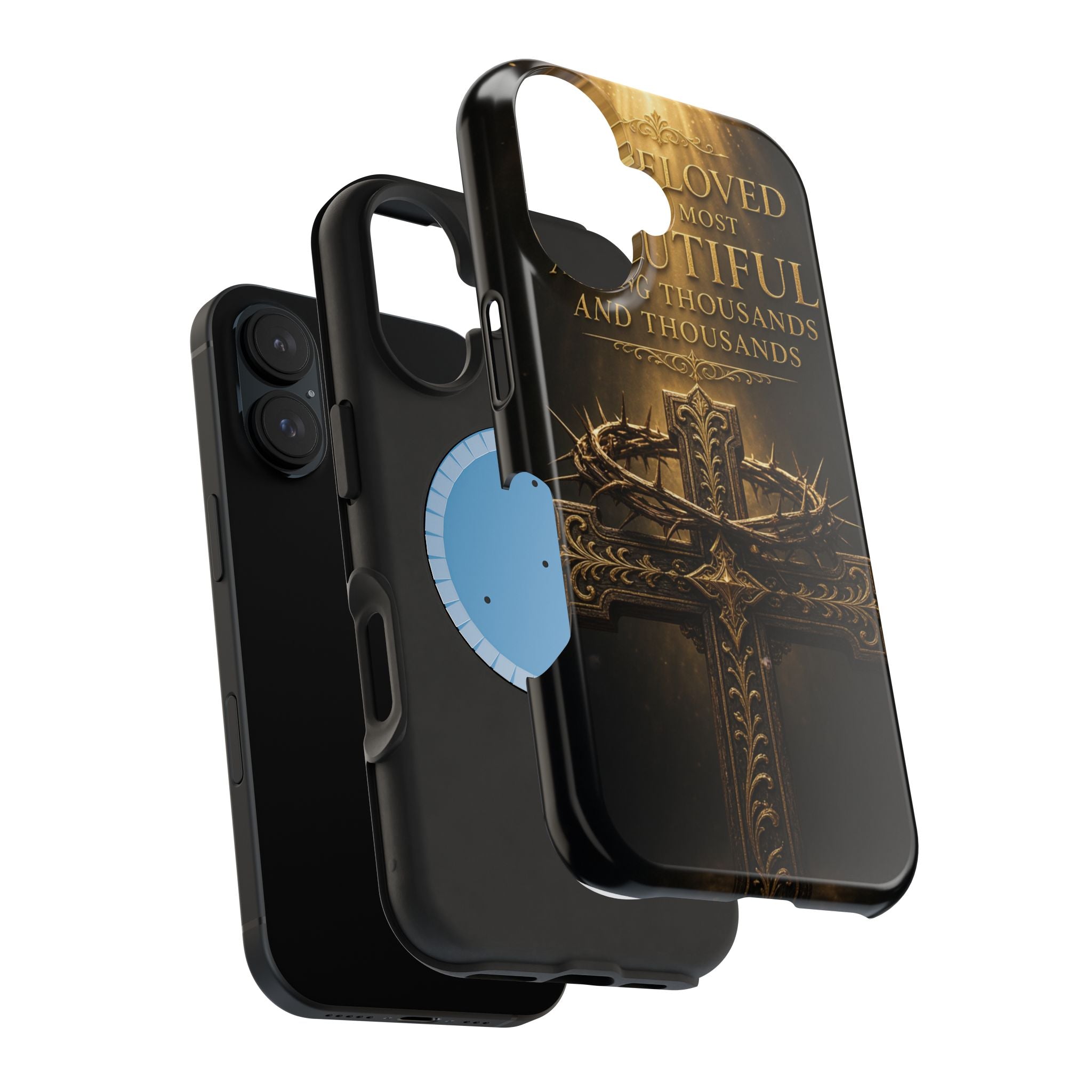 Magnetic Impact-Resistant Phone Case — "Most Beautiful" Cross with Crown of Thorns