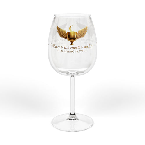 12oz Wine Glass — "Where Wine Meets Wonder" Gold Winged Goblet
