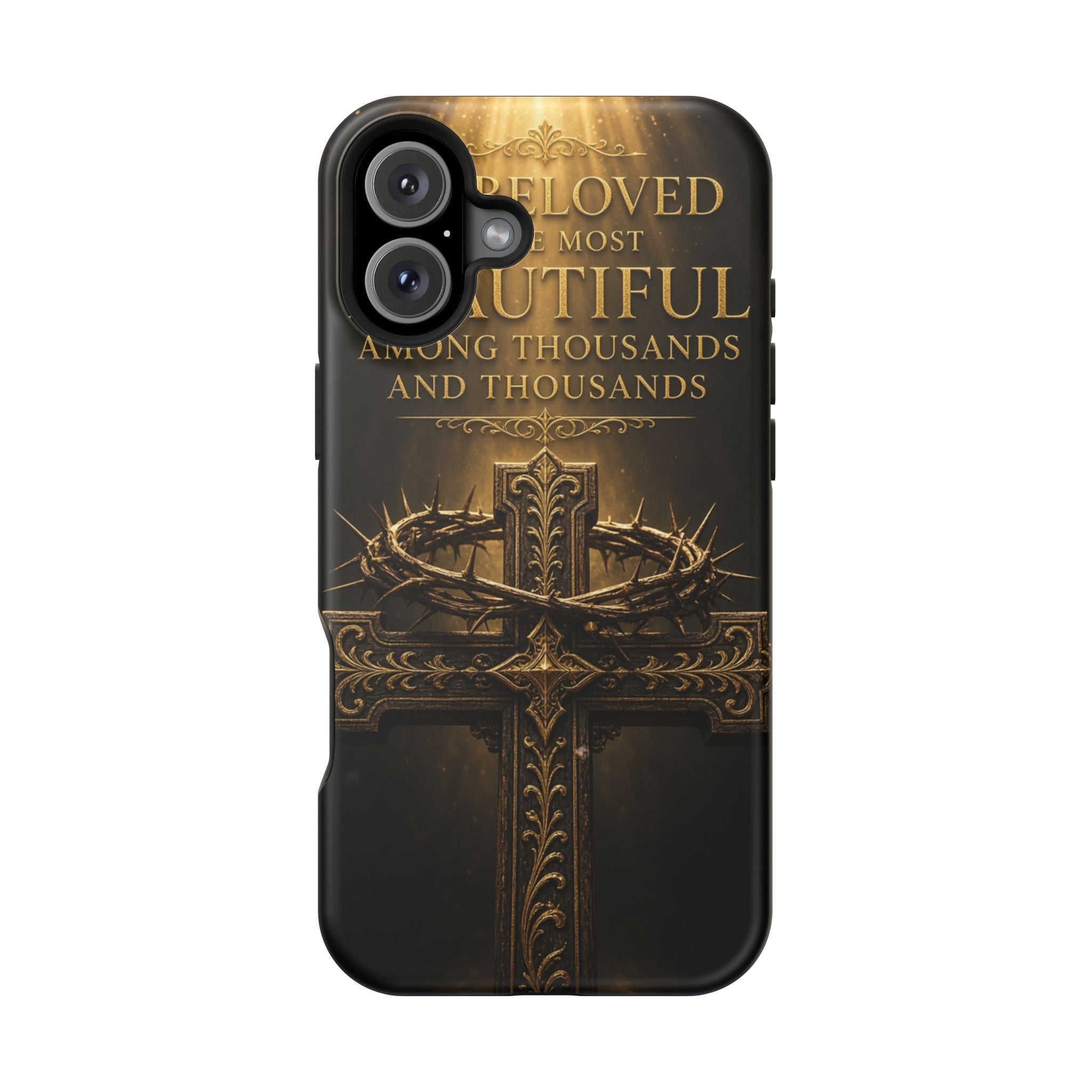 Magnetic Impact-Resistant Phone Case — "Most Beautiful" Cross with Crown of Thorns