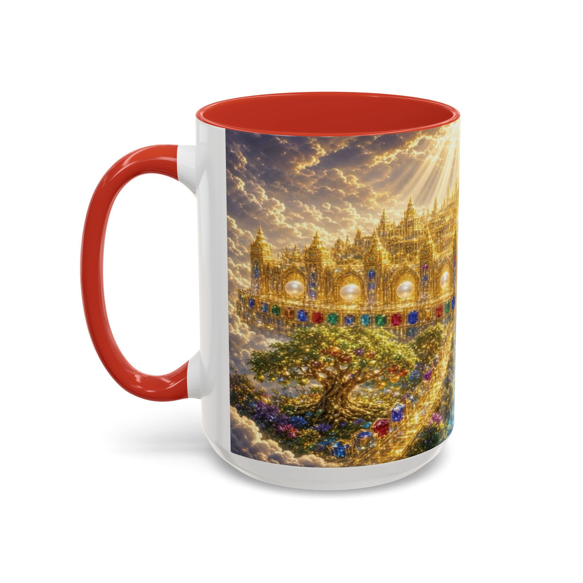 Heavenly City Christian Coffee Mug — Golden Celestial Paradise Design (11/15oz)