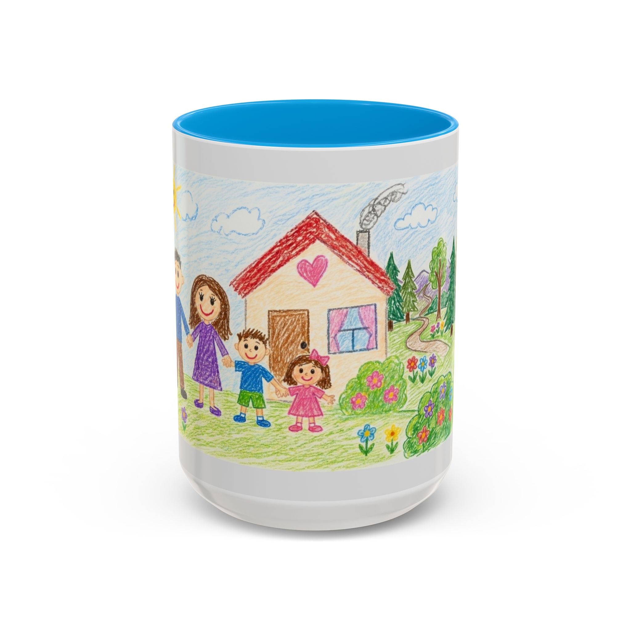 Crayon Family Home Drawing Mug | Colorful Ceramic Coffee Cup