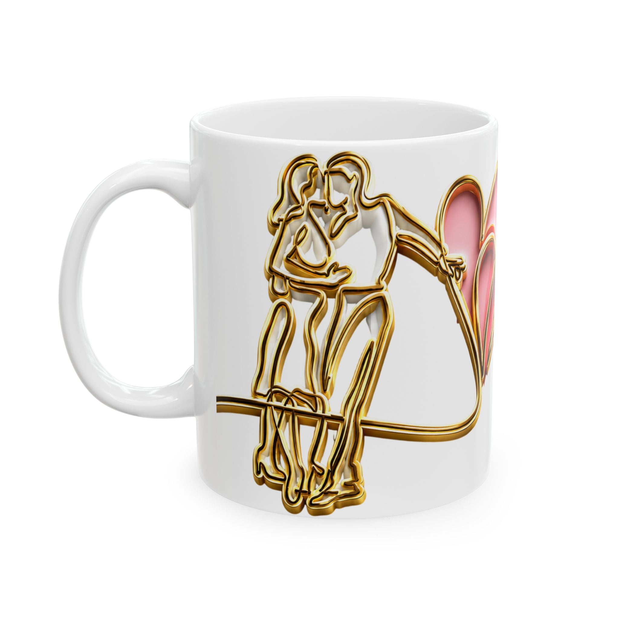 Gold Heart Arrow Romance Mug | Ceramic Coffee Cup