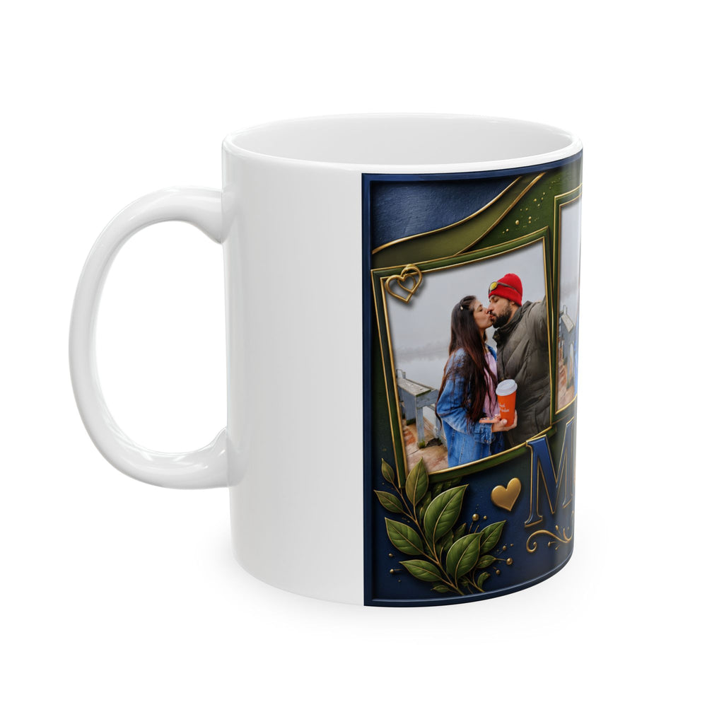 Photo Collage Initials M&M Mug | Personalized Ceramic Photo Mug (11oz, 15oz)