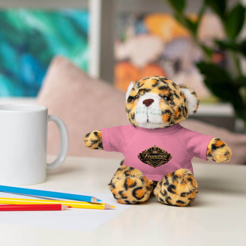 Personalized Teddy Bear with Pink Tee — Custom Name "Francesca" Plush Gift