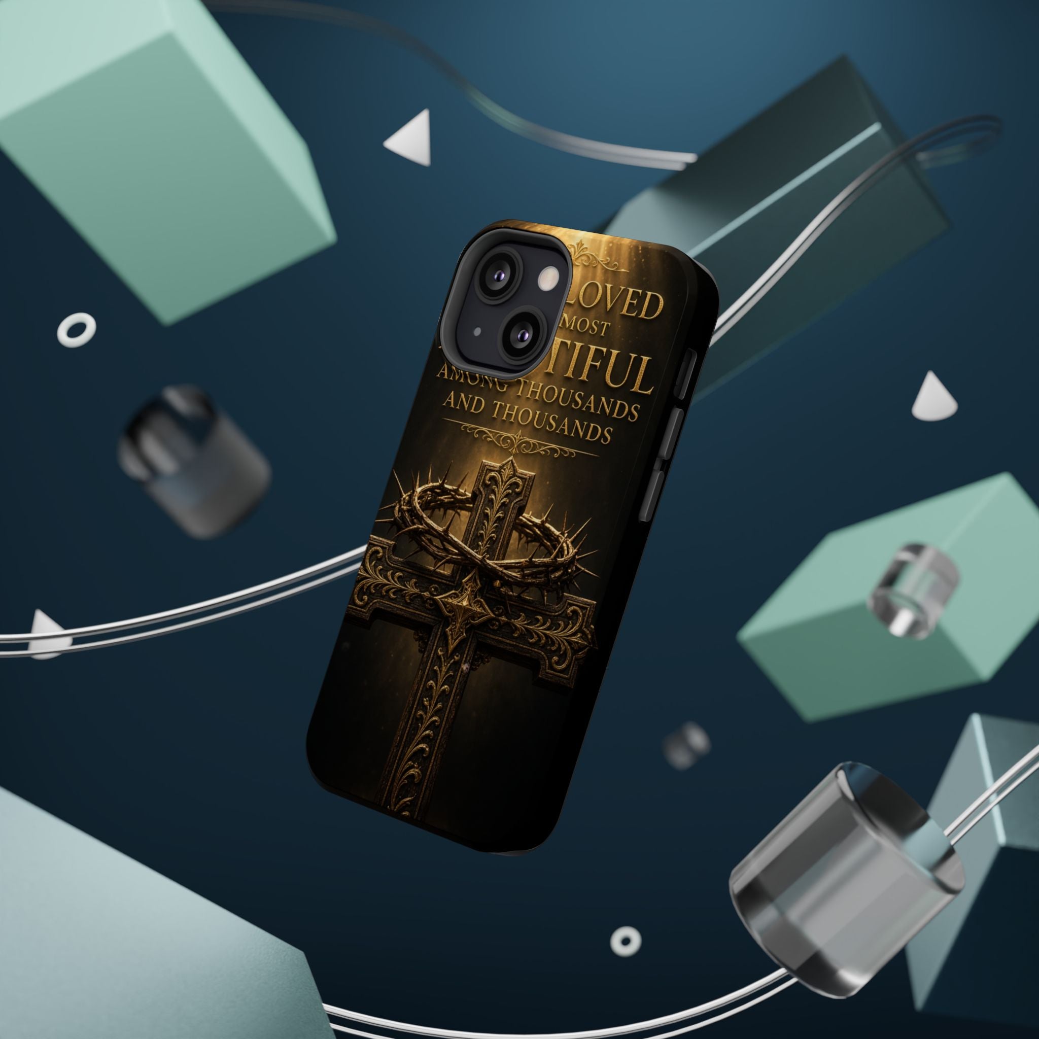 Magnetic Impact-Resistant Phone Case — "Most Beautiful" Cross with Crown of Thorns