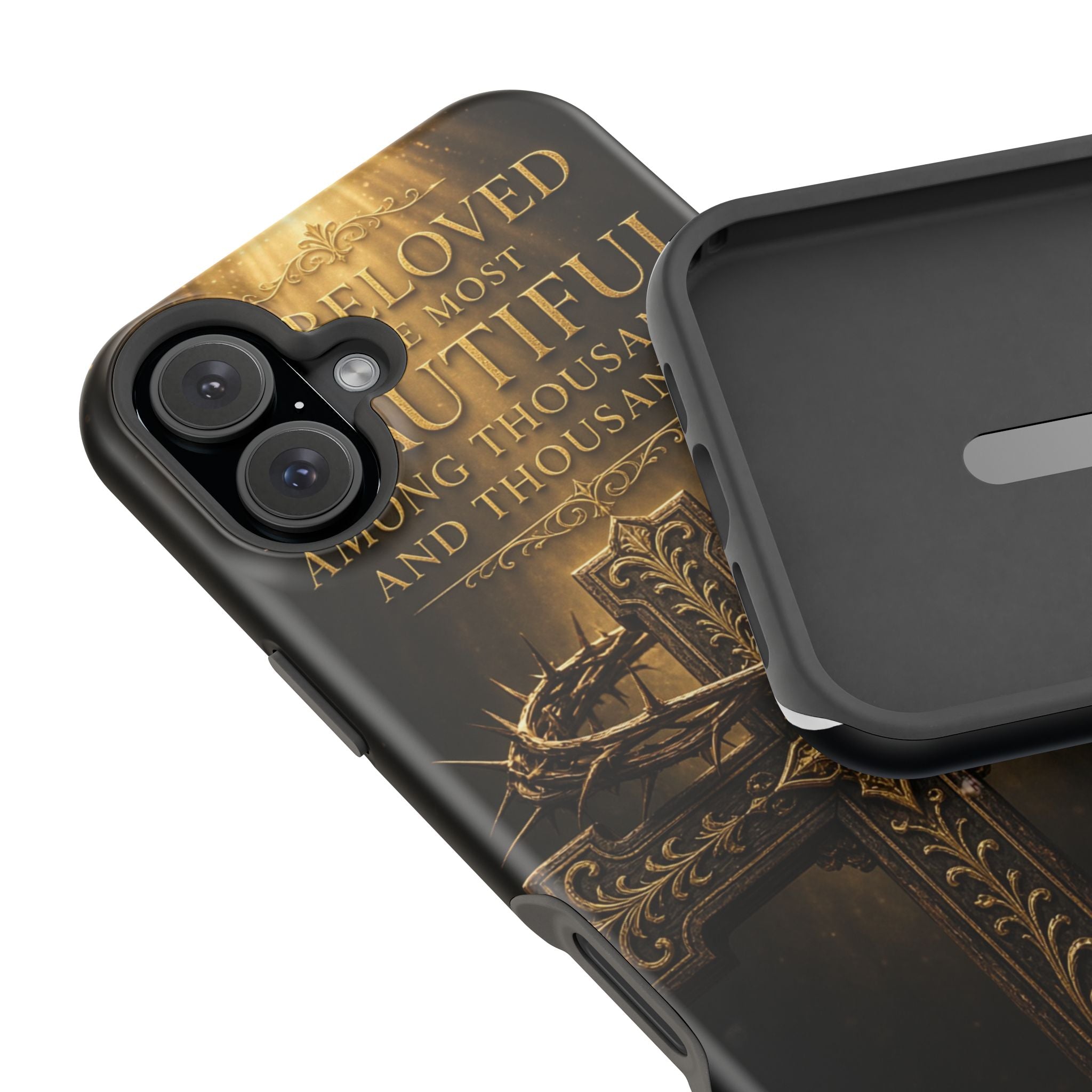 Magnetic Impact-Resistant Phone Case — "Most Beautiful" Cross with Crown of Thorns