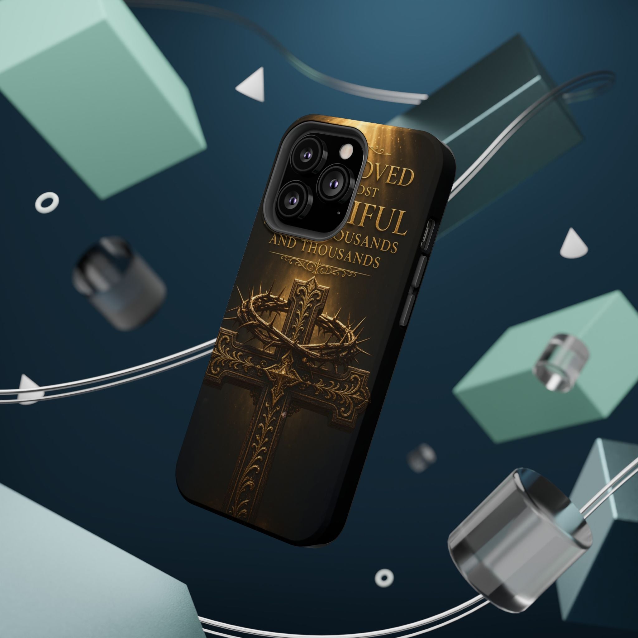Magnetic Impact-Resistant Phone Case — "Most Beautiful" Cross with Crown of Thorns
