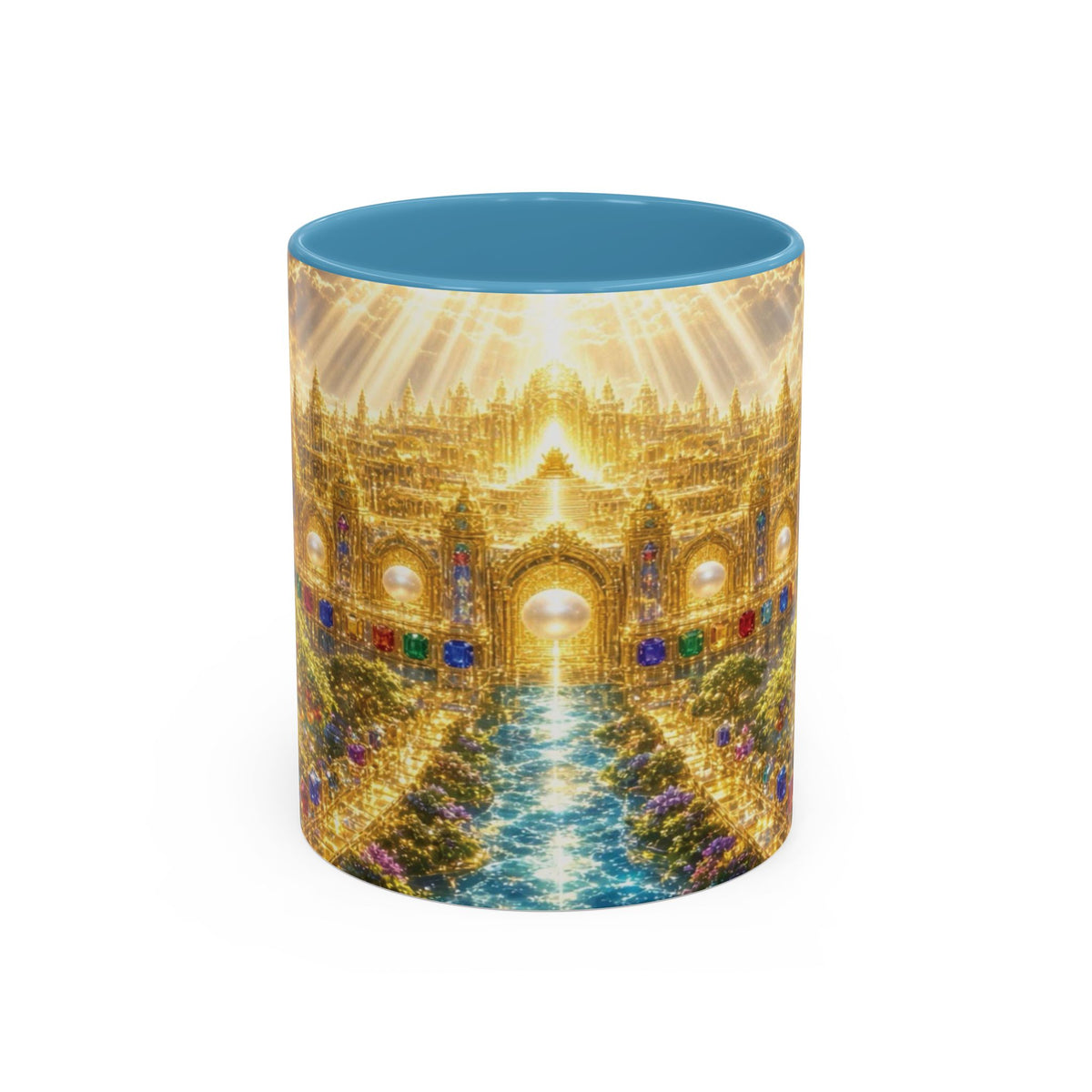 Heavenly City Christian Coffee Mug — Golden Celestial Paradise Design (11/15oz)