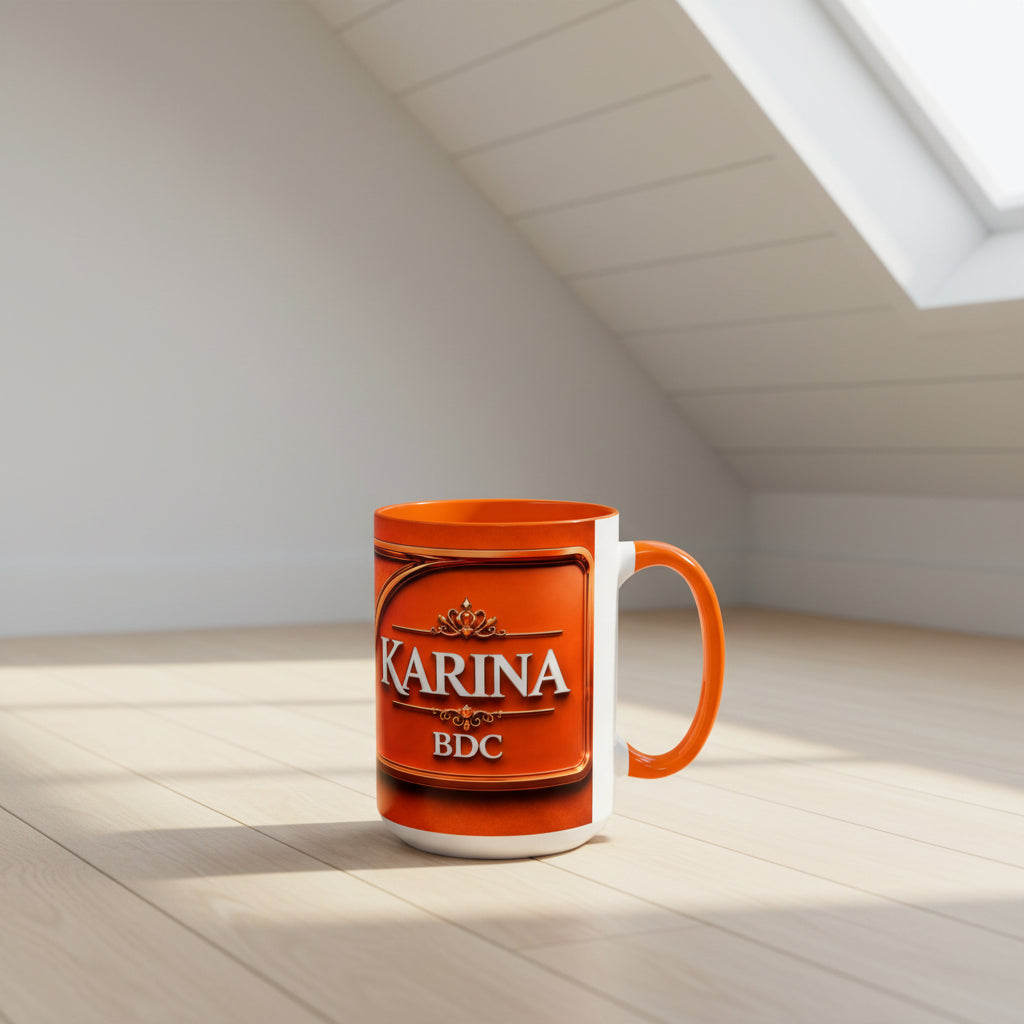 Personalized Karina Coffee Mug – Red Accent Ceramic Mug (11/15oz)