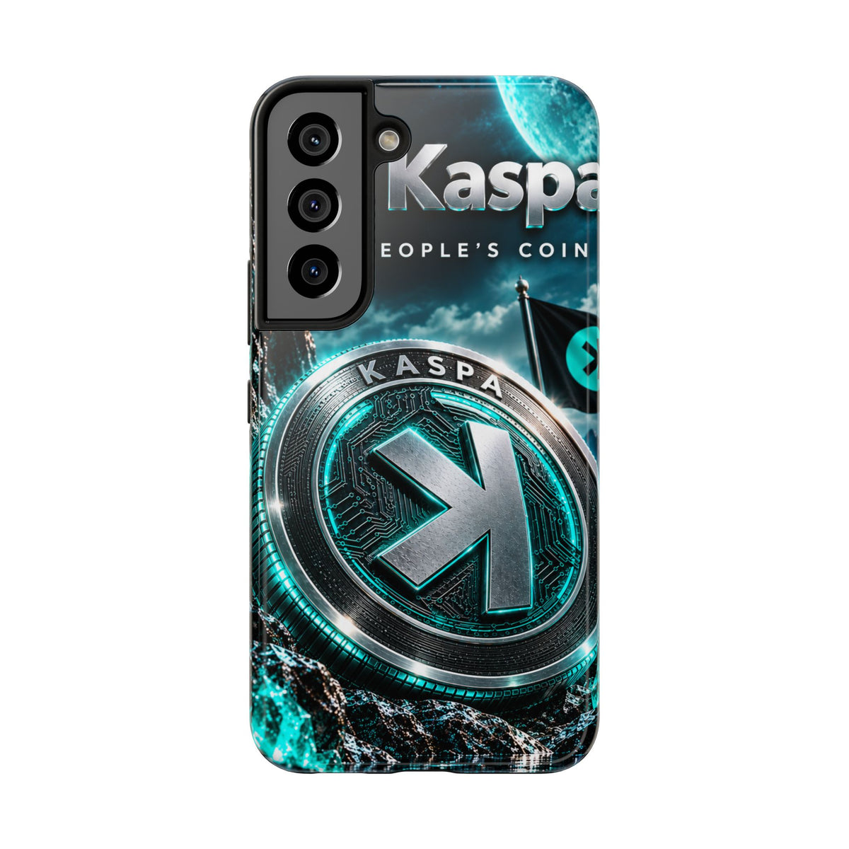 Kaspa Coin Tough Phone Case – Teal Crypto Logo Protective Cover