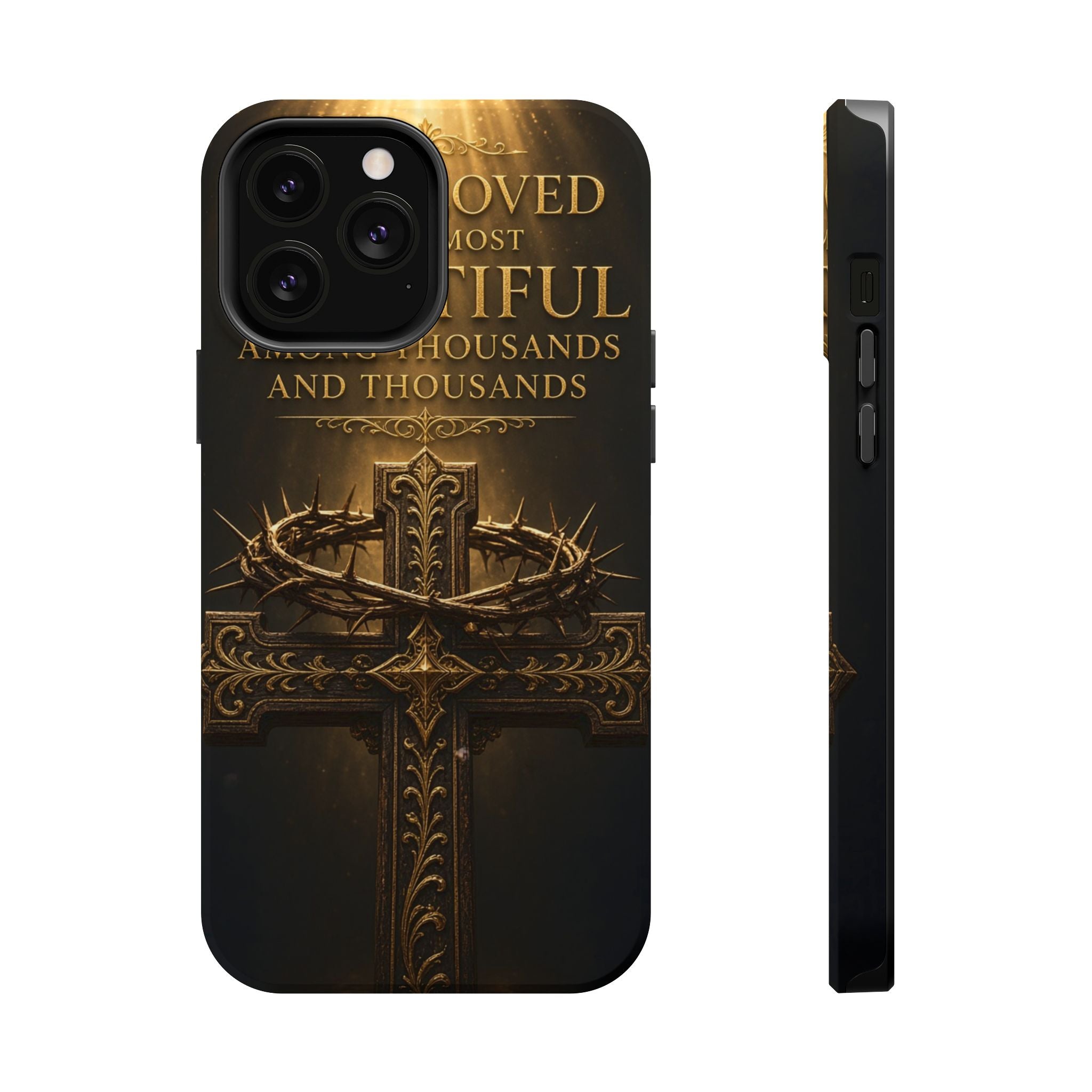 Magnetic Impact-Resistant Phone Case — "Most Beautiful" Cross with Crown of Thorns