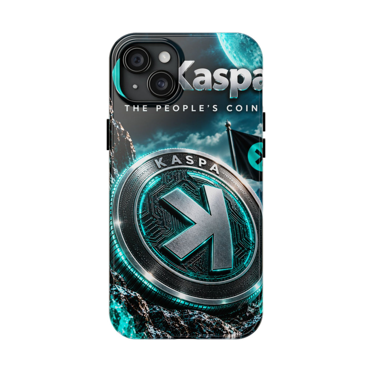 Kaspa Coin Tough Phone Case – Teal Crypto Logo Protective Cover