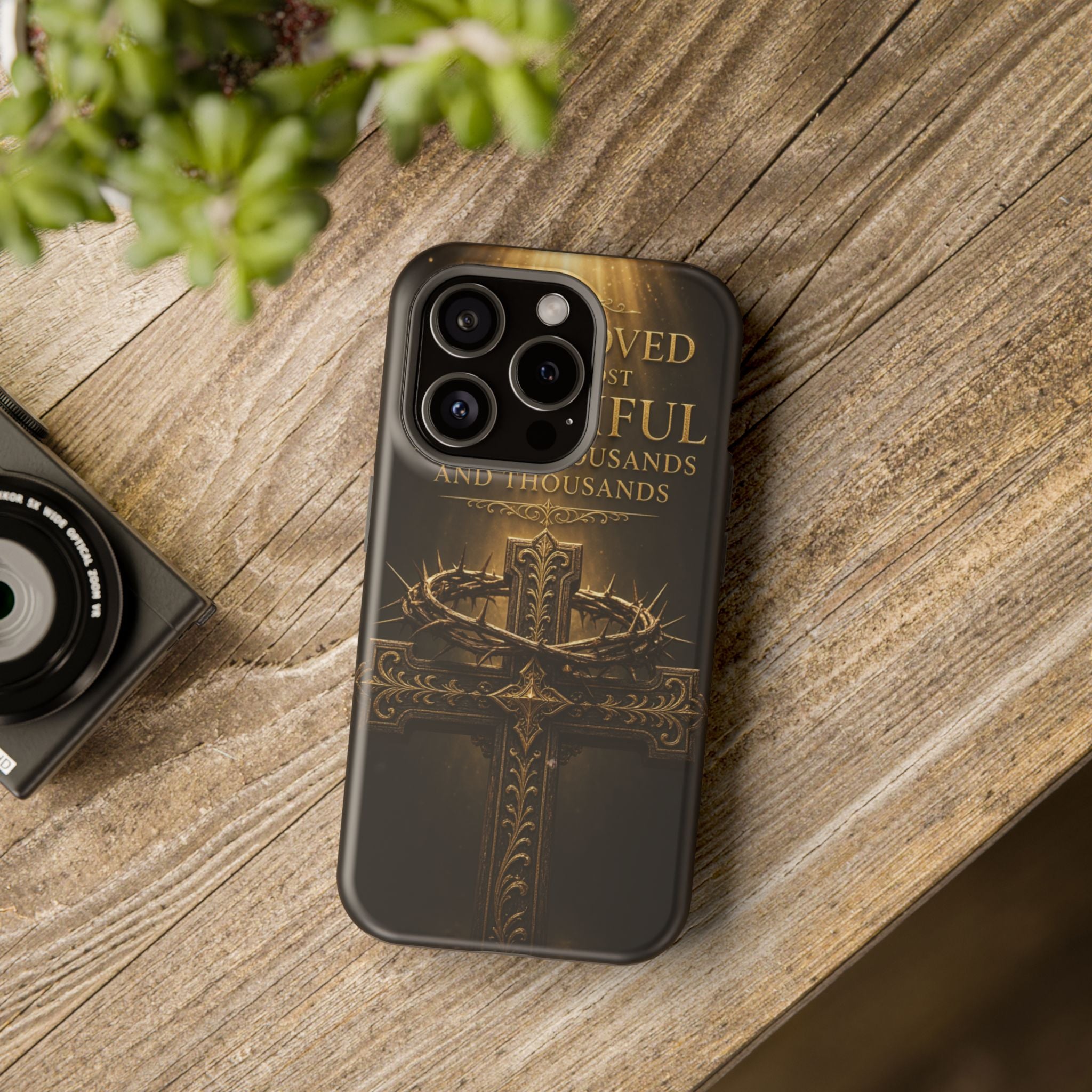 Magnetic Impact-Resistant Phone Case — "Most Beautiful" Cross with Crown of Thorns
