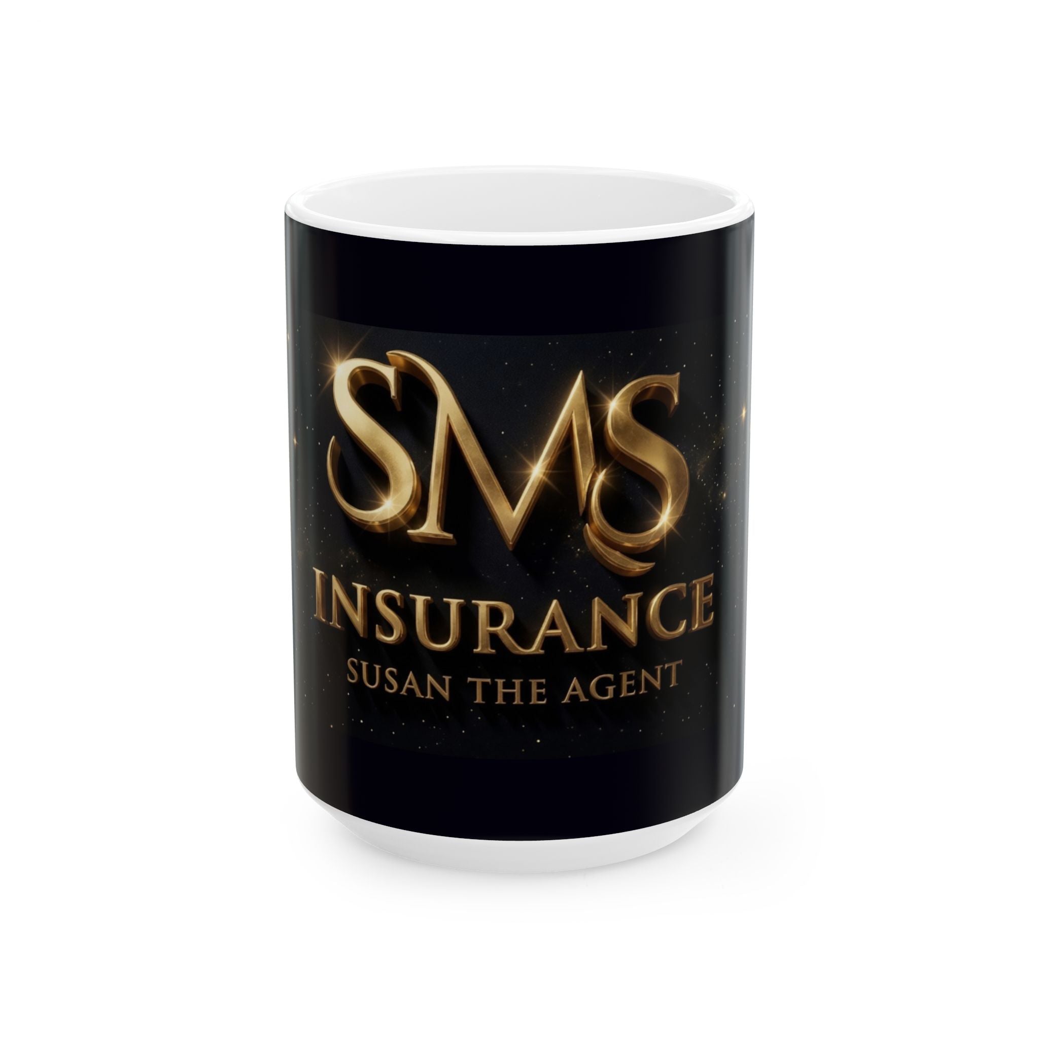 Gold SMS Insurance Logo Mug | Susan the Agent, Ceramic Coffee Cup