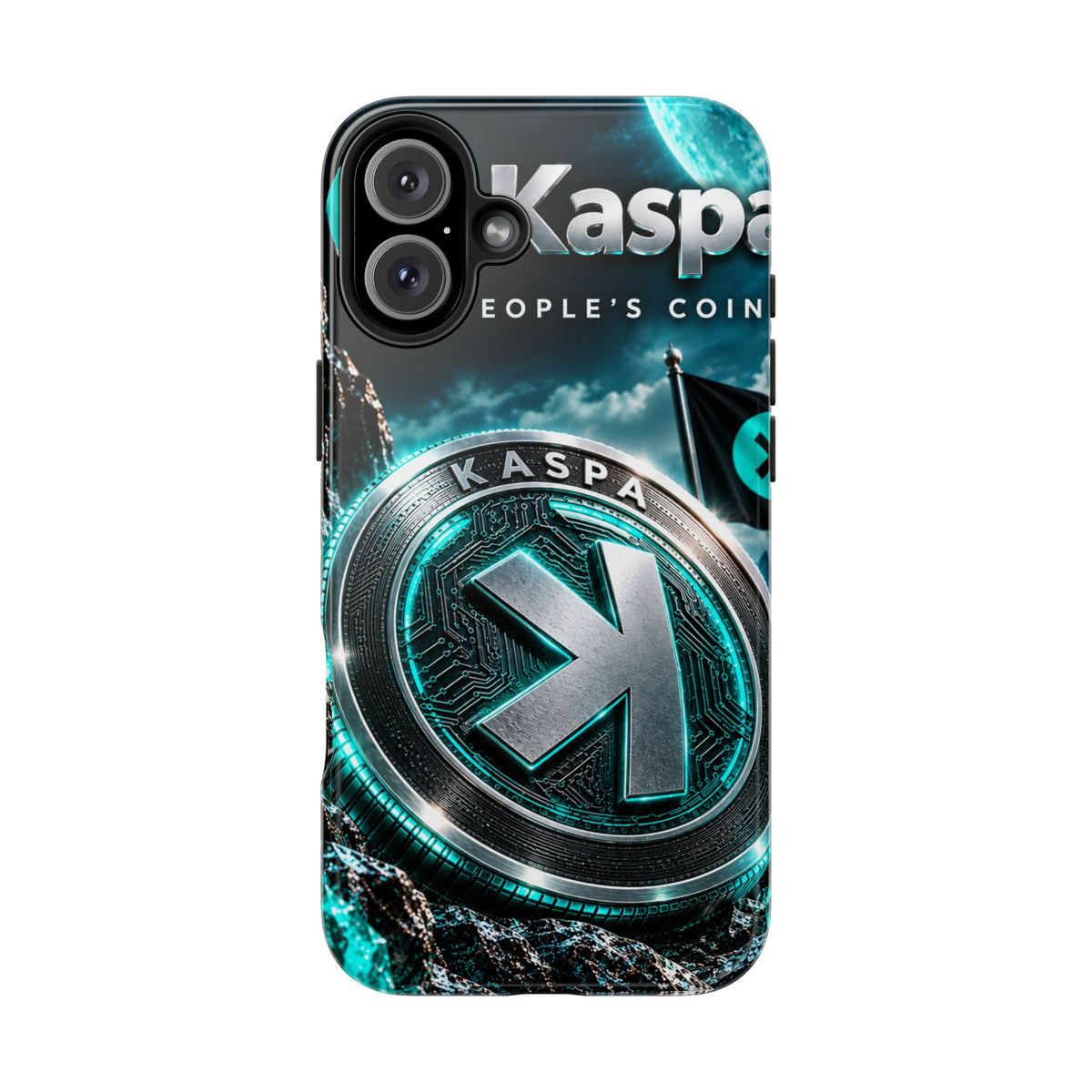 Kaspa Coin Tough Phone Case – Teal Crypto Logo Protective Cover