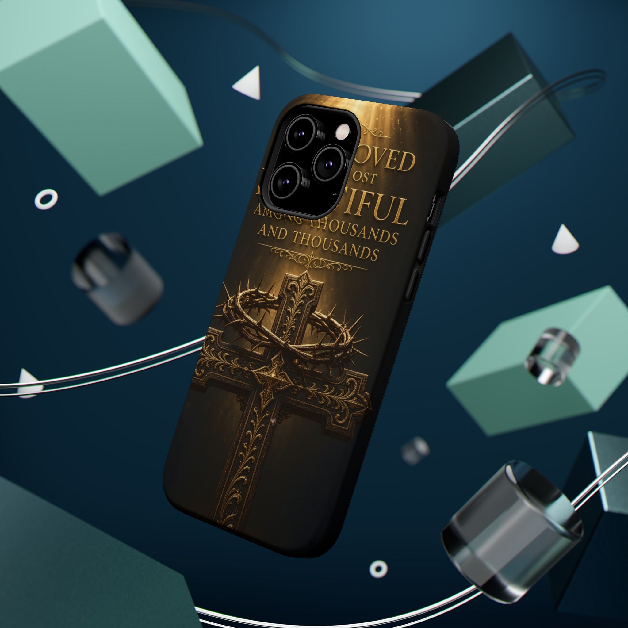 Magnetic Impact-Resistant Phone Case — "Most Beautiful" Cross with Crown of Thorns
