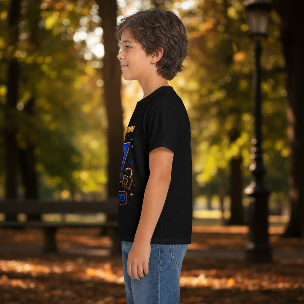 Level 7 Unlocked Kids Tee | Birthday Gamer Design