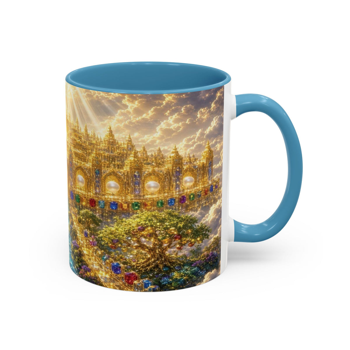 Heavenly City Christian Coffee Mug — Golden Celestial Paradise Design (11/15oz)