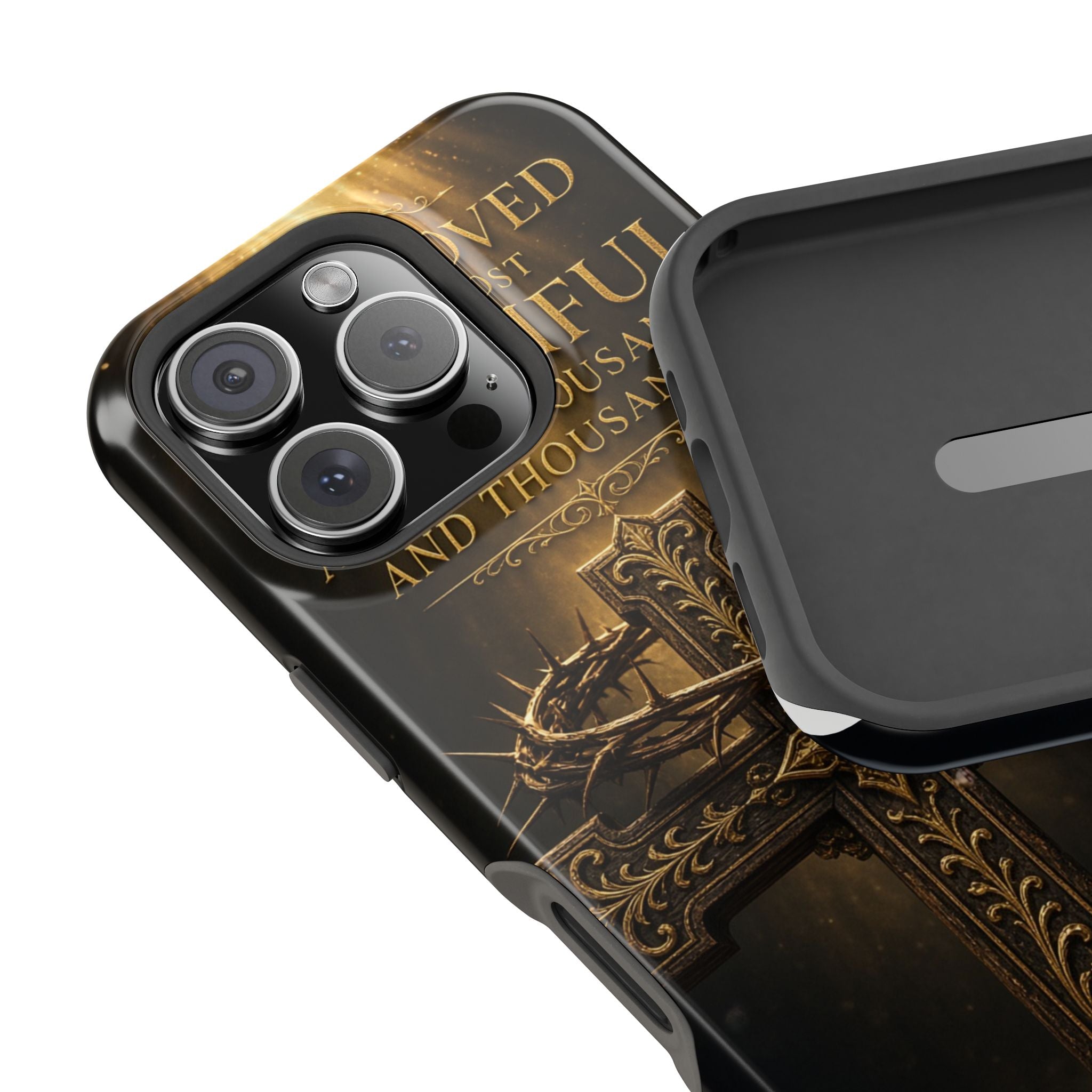 Magnetic Impact-Resistant Phone Case — "Most Beautiful" Cross with Crown of Thorns
