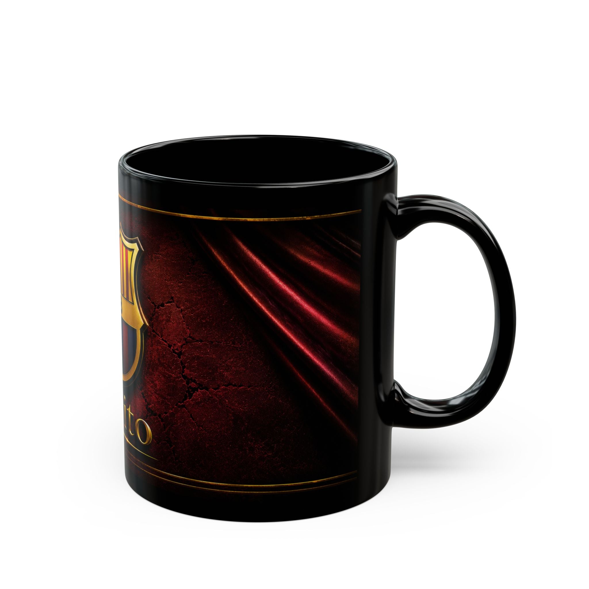 FCB Crest with Name Luisito Mug | Black Ceramic Coffee Cup